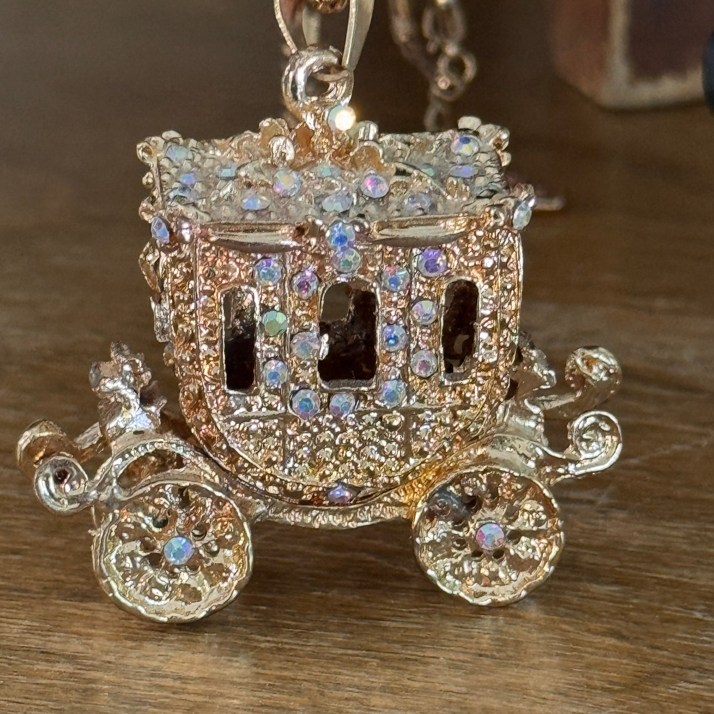 Betsey Johnson Rhinestone Encrusted Princess Coach Necklace