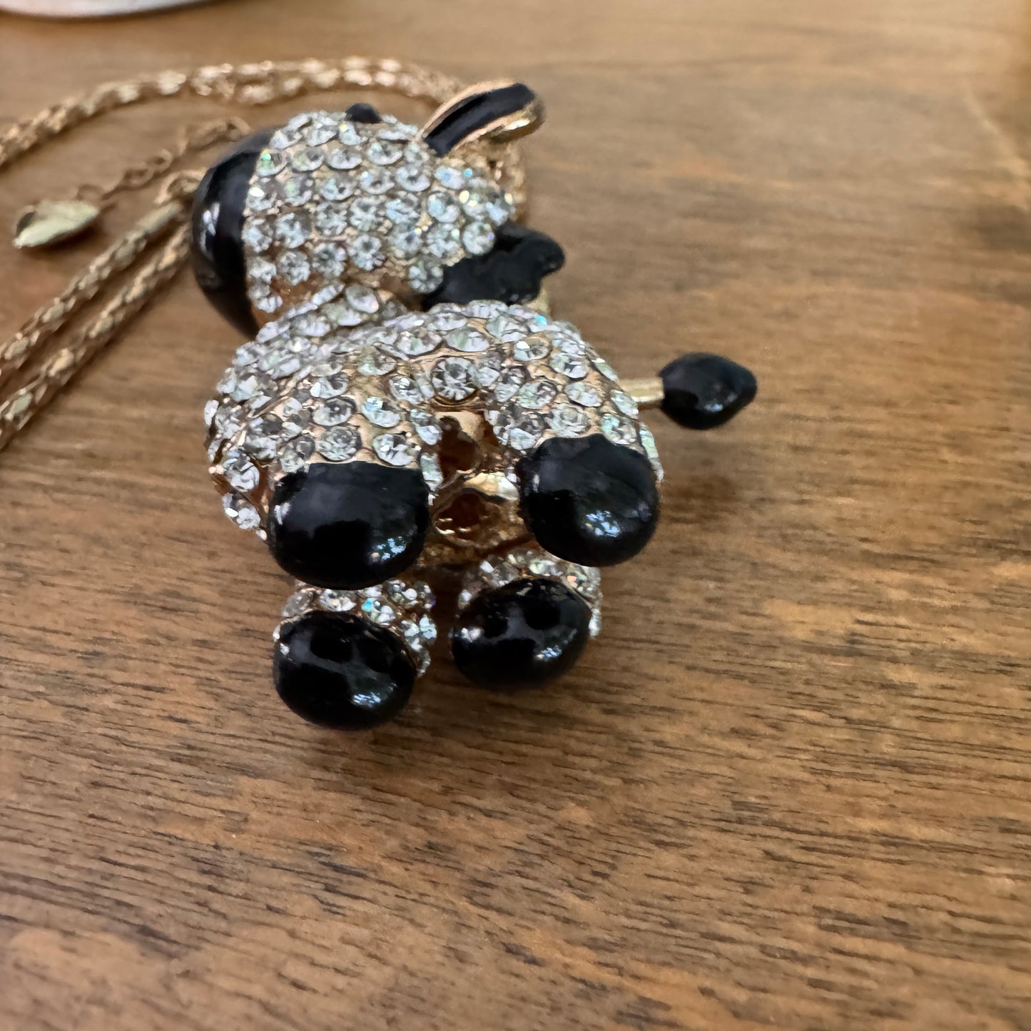 Betsey Johnson Black Enamel and Rhinestone Horse Pendant Necklace