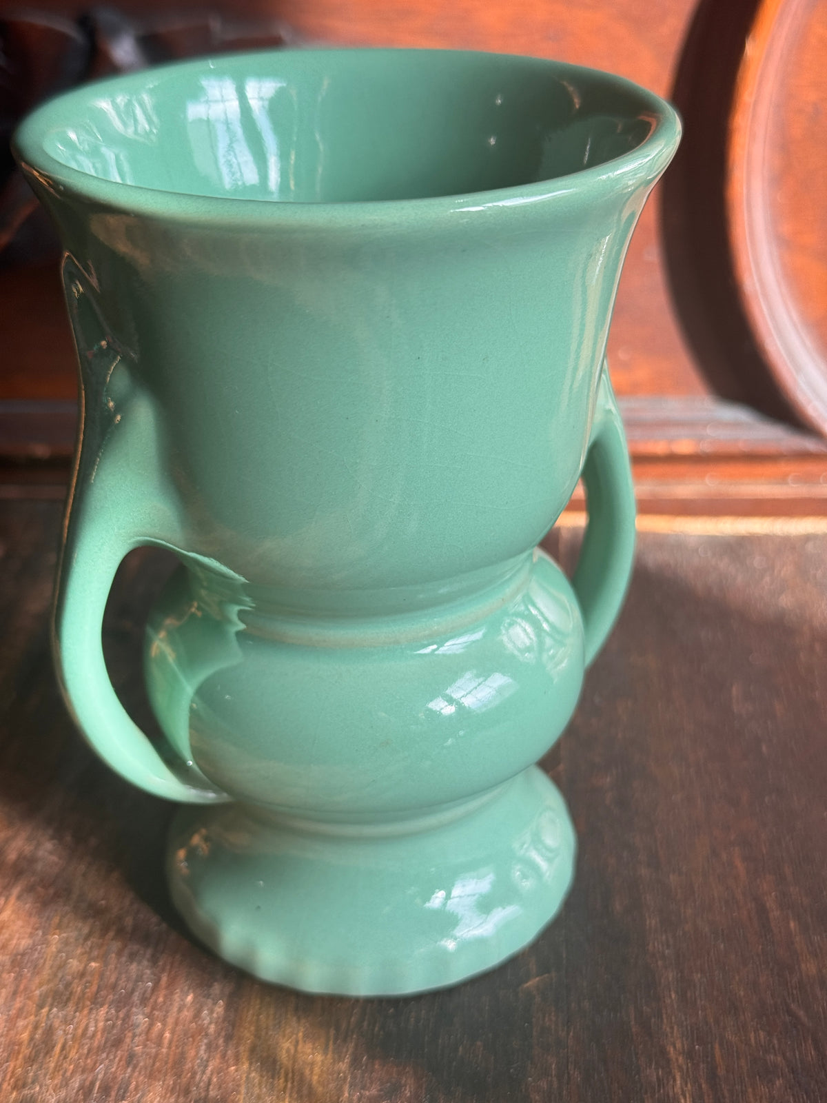 Abington Art Pottery Seafoam Green Double-Handled Vase, #120