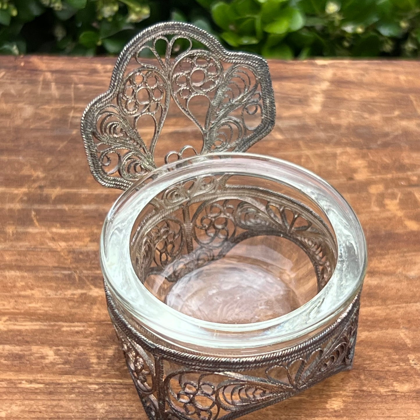 Vintage Russian Chair Shaped Filigree Open Salt & Spoon