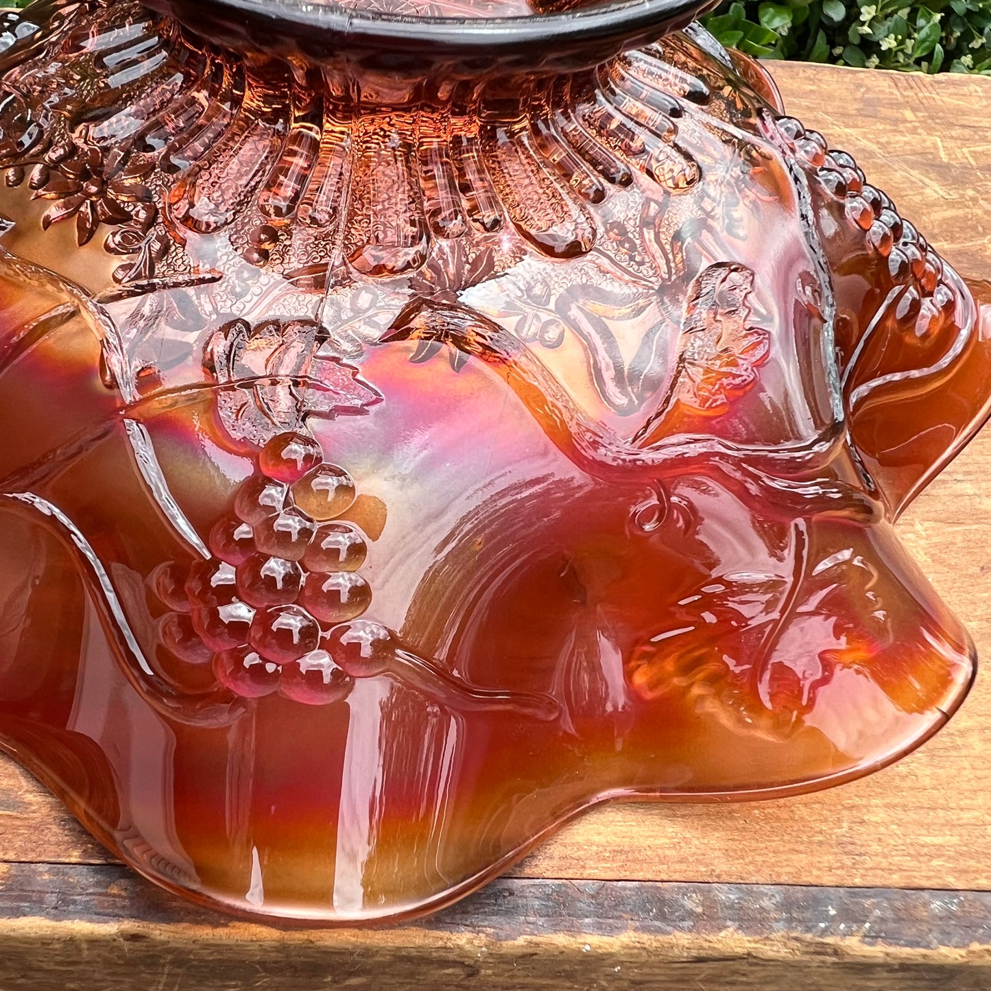 Antique Northwood Amethyst Star of David & Bows Carnival Glass Bowl