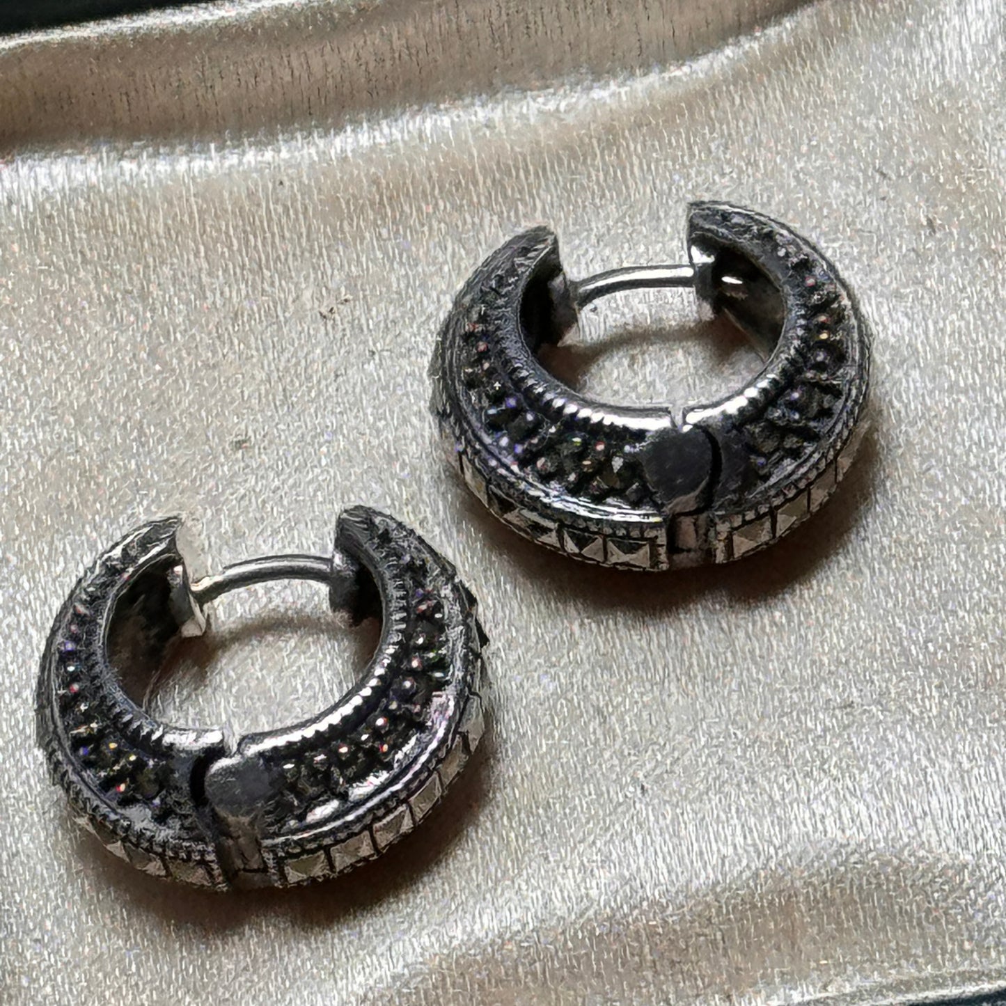Vintage Judith Jack Sterling Silver Marcasite Shrimp Earrings