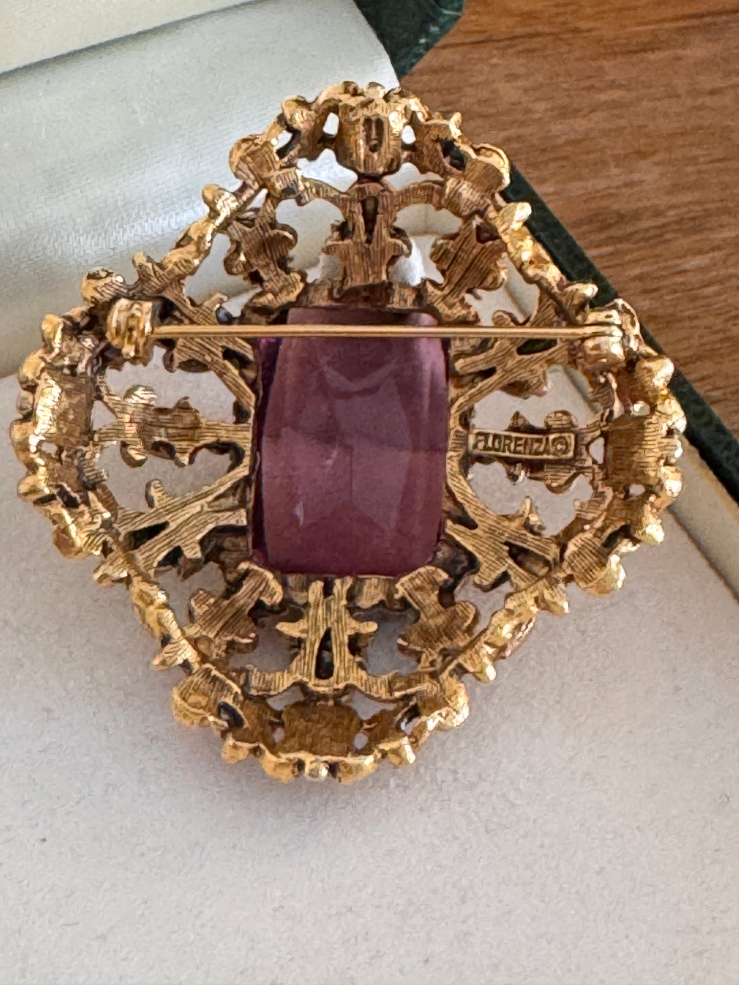 Florenza Amethyst Rhinestone Brooch