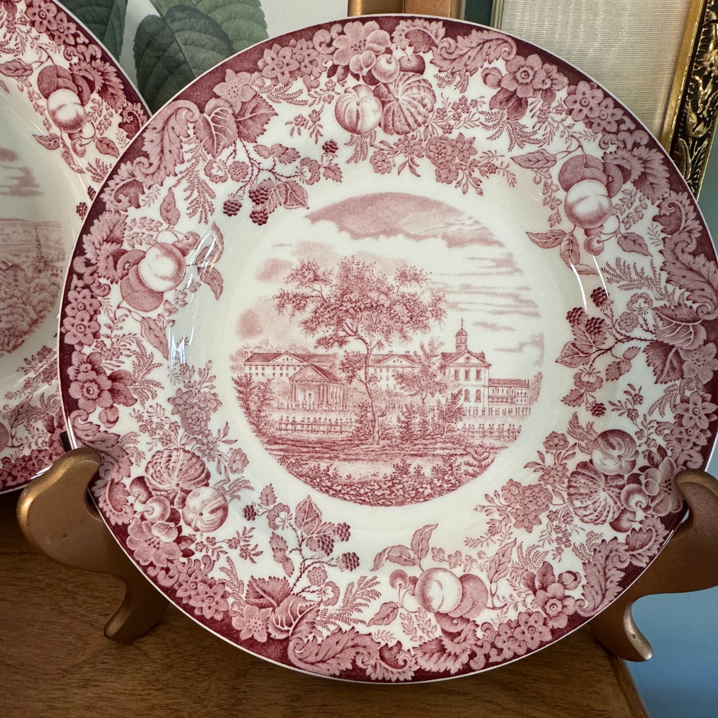8 Vintage Wedgwood Harvard University Pink Dinner Plates