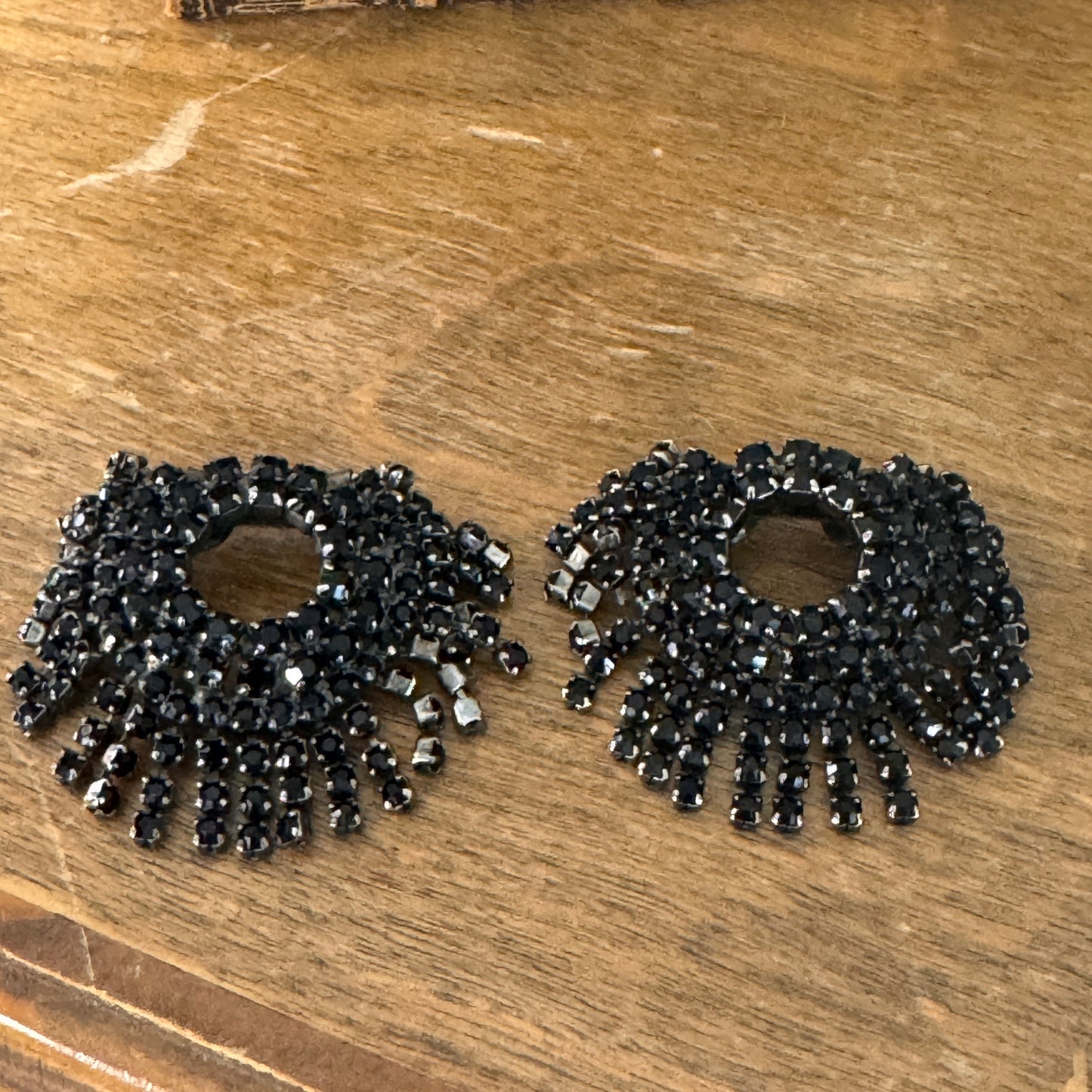 Vintage Musi Black Dangling Rhinestone Shoe Clips