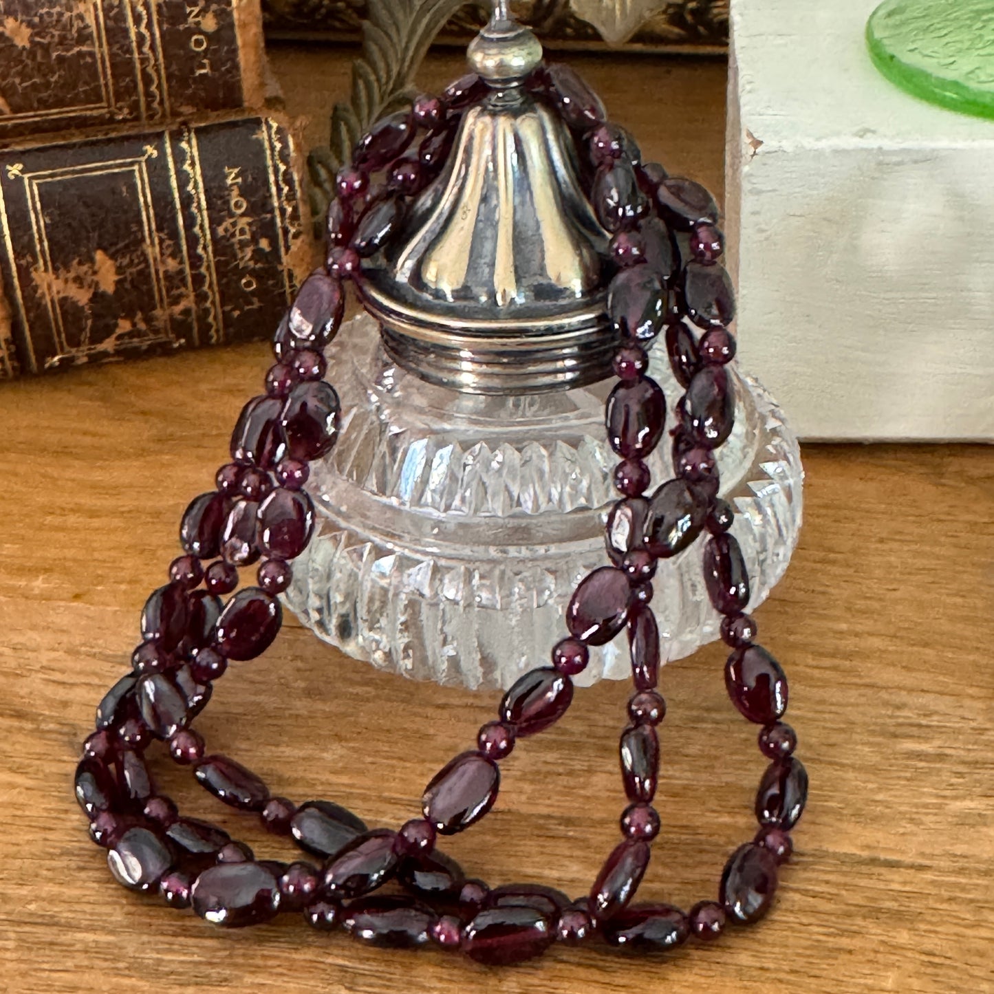 Vintage Bohemian Garnet Semi Precious Gemstone Beaded Necklace
