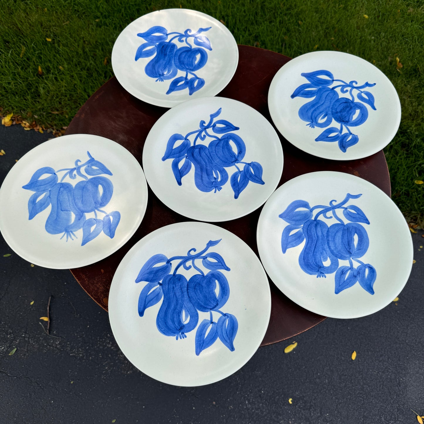 Six Mid Century Modern Stangl Pottery Fruit Frederick Lunning Luncheon Plates