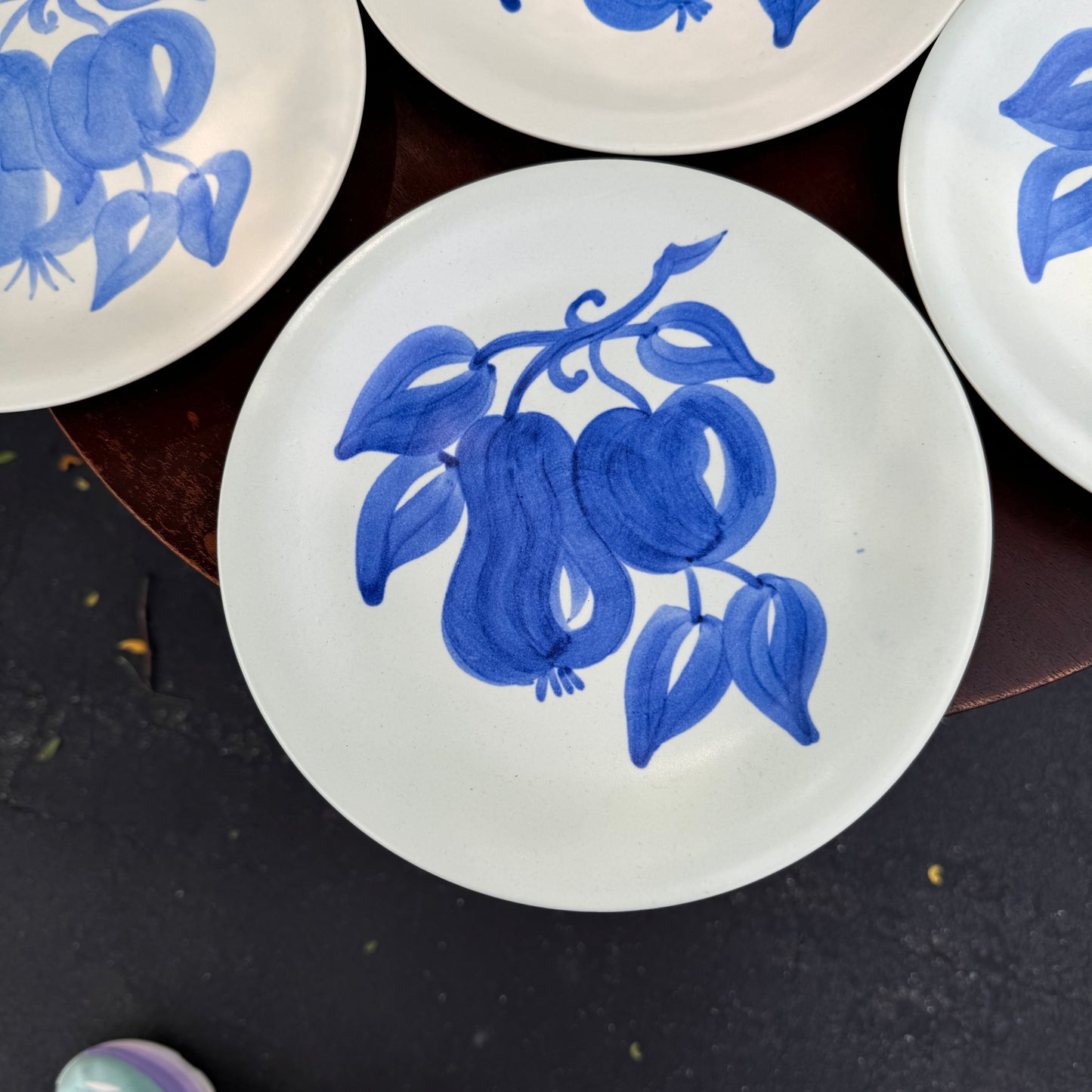 Six Mid Century Modern Stangl Pottery Fruit Frederick Lunning Luncheon Plates