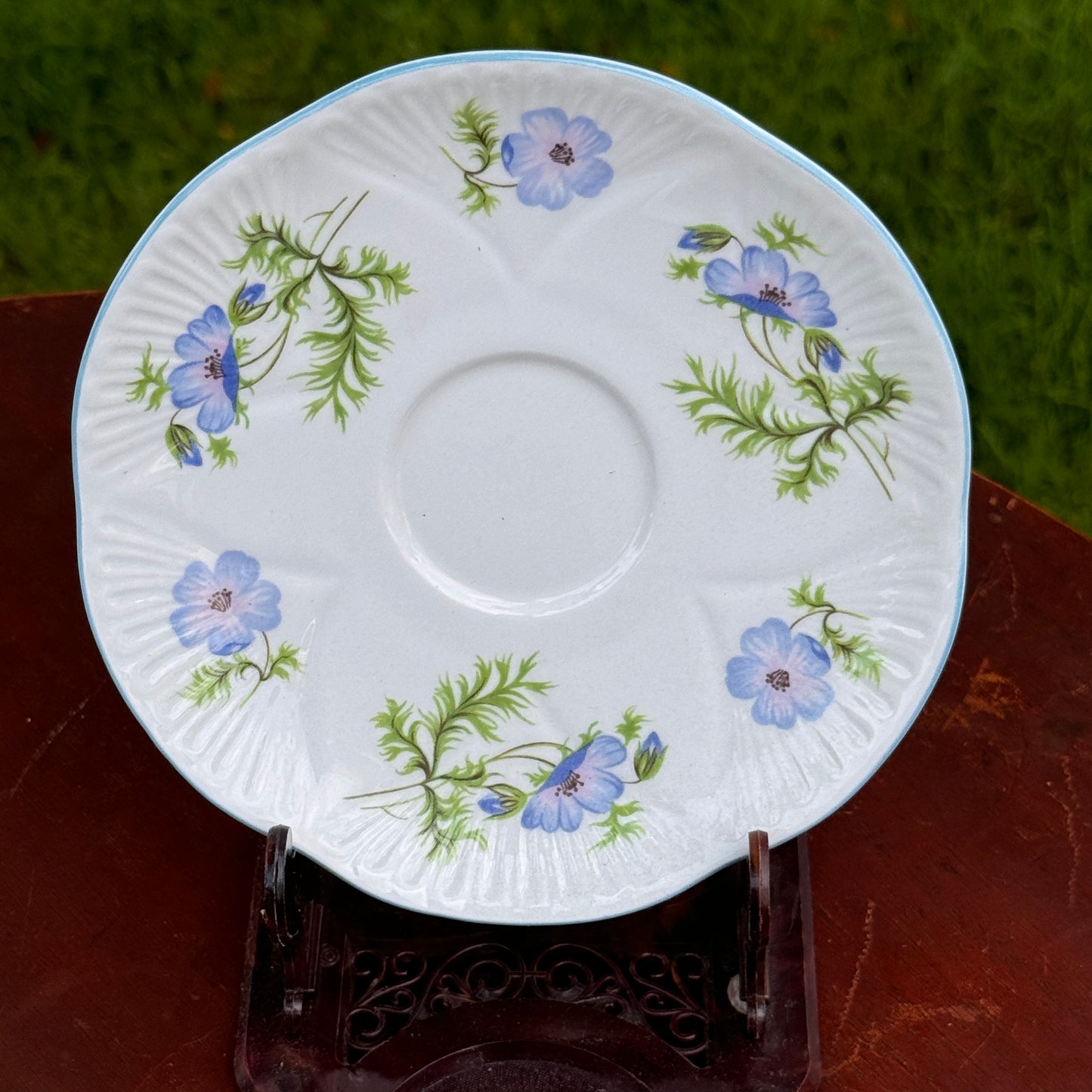 Vintage Shelley English Bone China Blue Poppy Tea Cup and Saucer