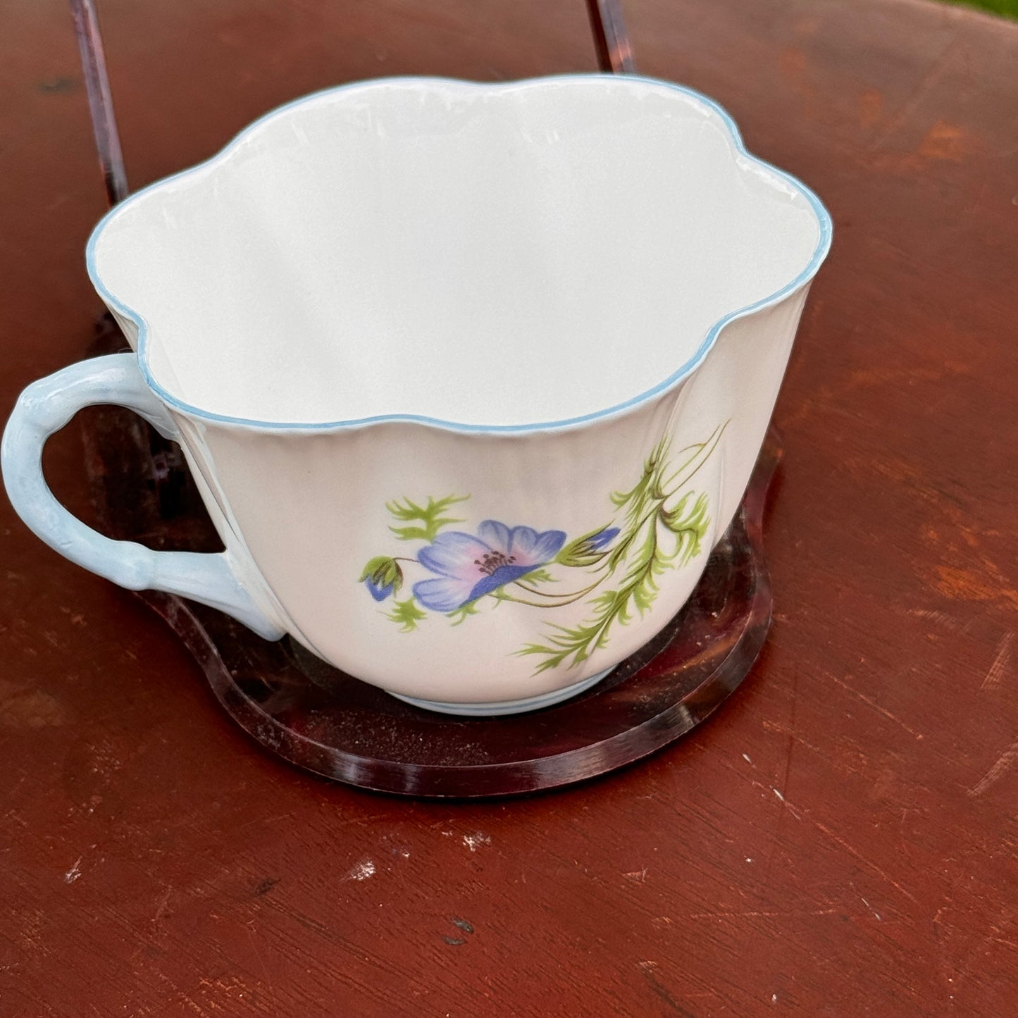 Vintage Shelley English Bone China Blue Poppy Tea Cup and Saucer