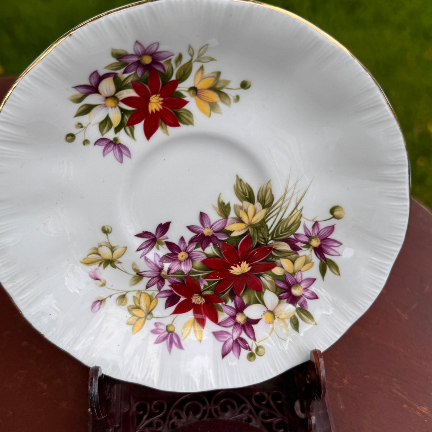 Two English Tea Cups & Saucers Queen's Primrose Countryside Series & Paragon Flower Festival