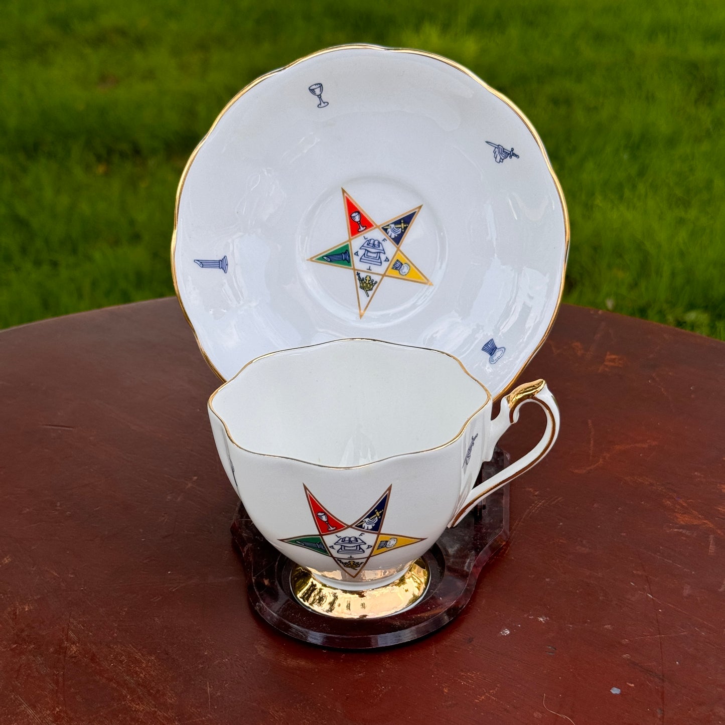 Princess Anne Tea Cup & Saucer Masonic Symbols Order of Eastern Star English Bone China