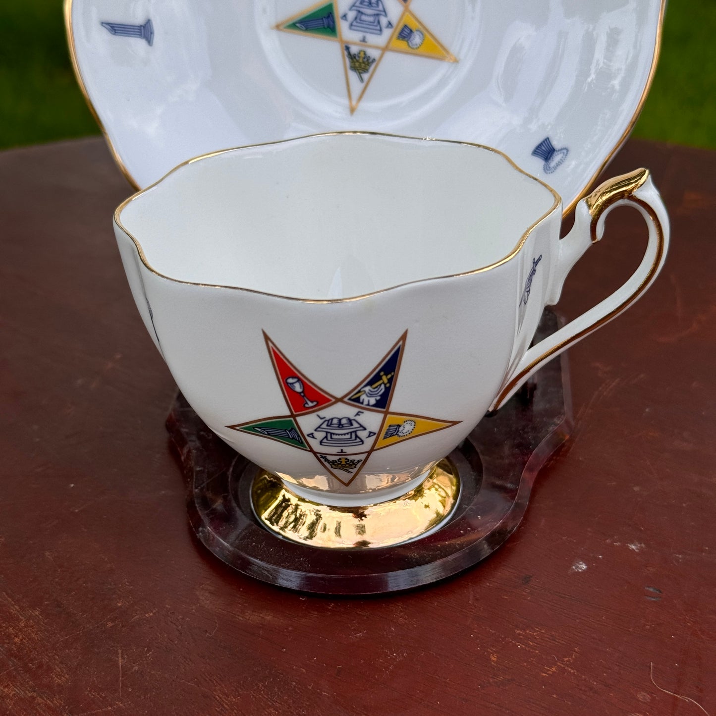 Princess Anne Tea Cup & Saucer Masonic Symbols Order of Eastern Star English Bone China