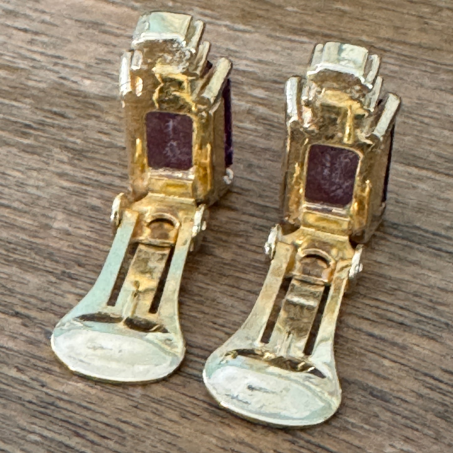 Vintage Christian Dior Purple and Clear Multi Faceted Rhinestone Earrings