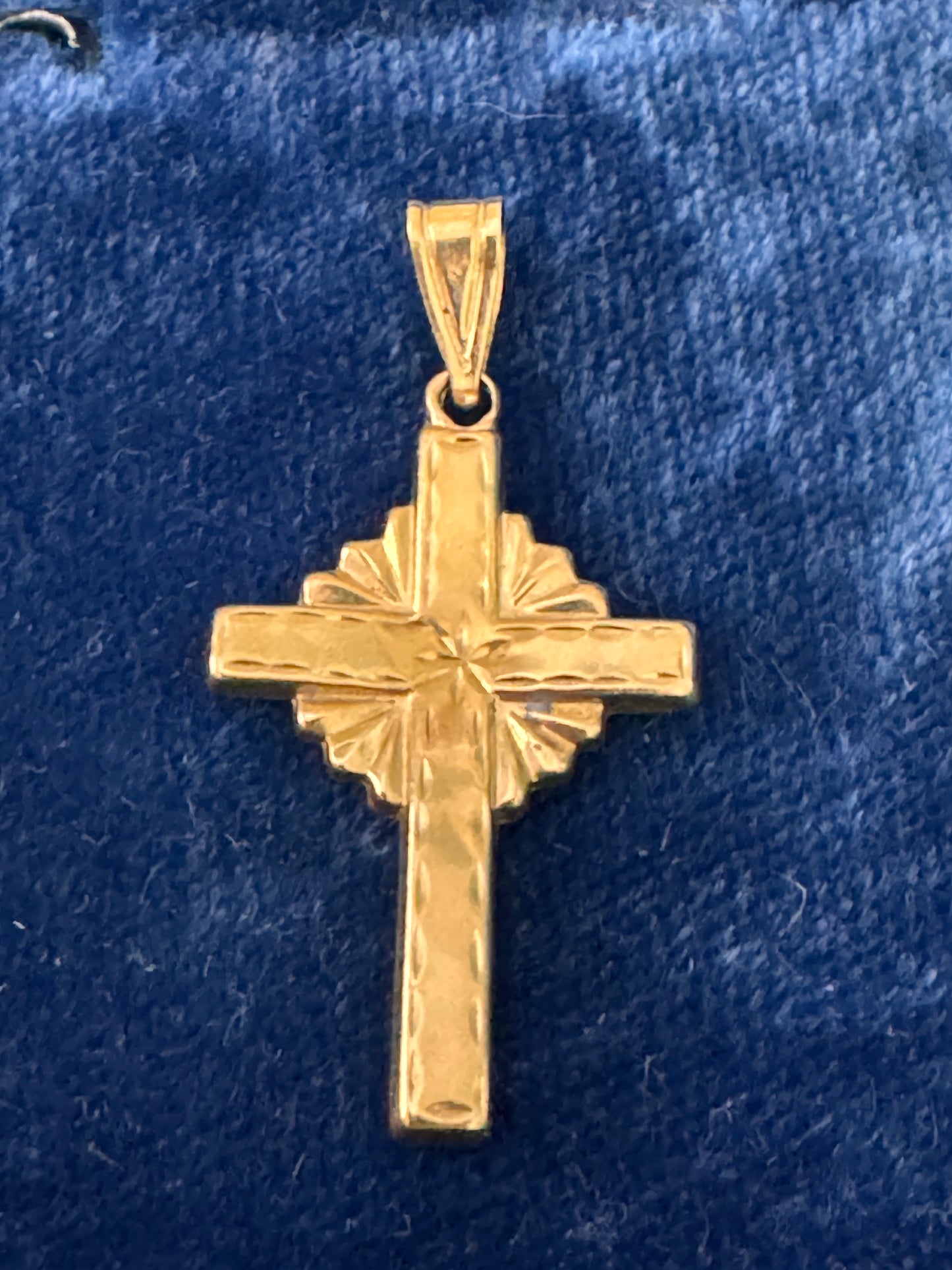 Vintage 14K Yellow Gold Cross with Halo Pendant