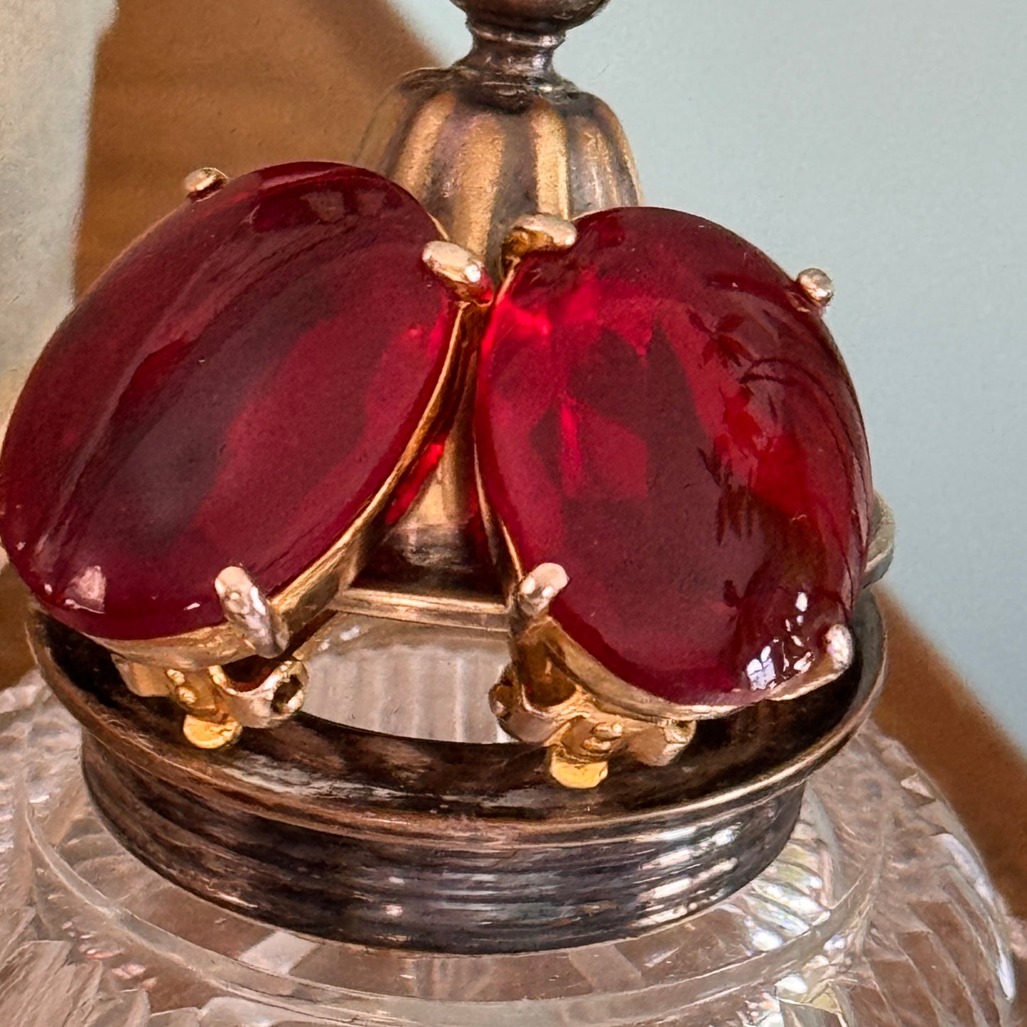 Vintage Elsa Schiaparelli Ruby Red Glass Earrings