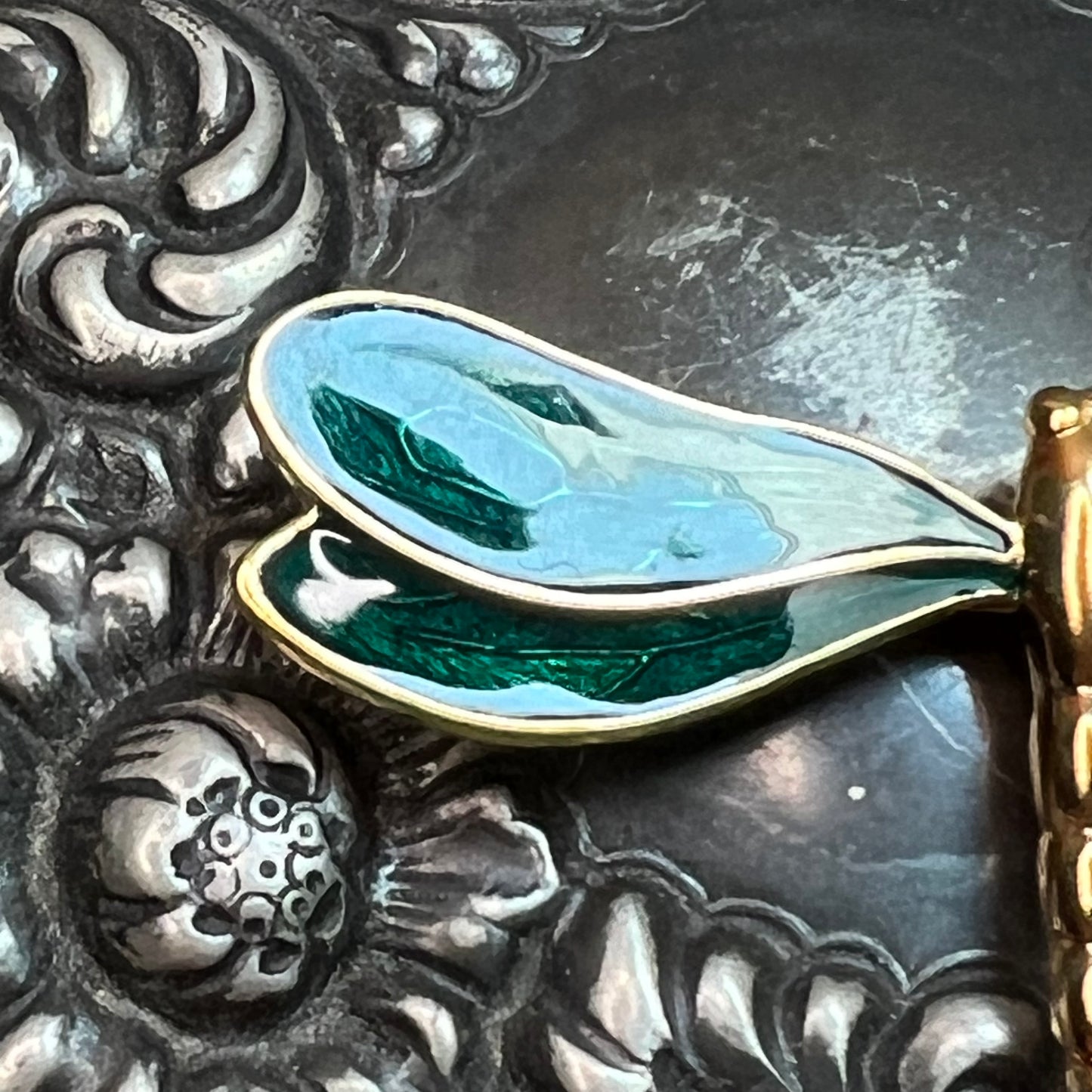 Green Enamel Dragonfly Pin