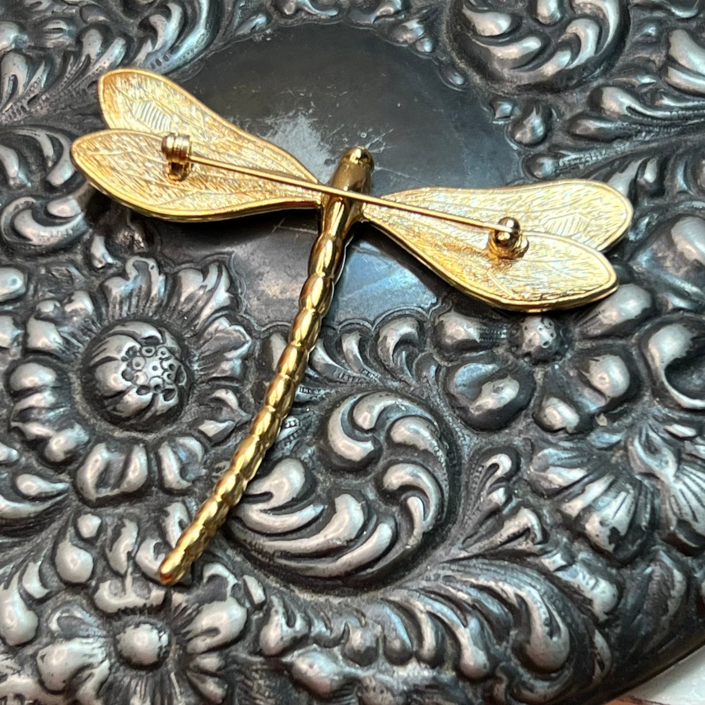Green Enamel Dragonfly Pin