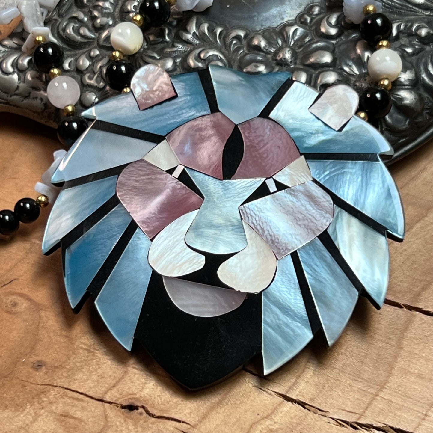 Lee Sands Semi-Precious Gemstone Lion Necklace