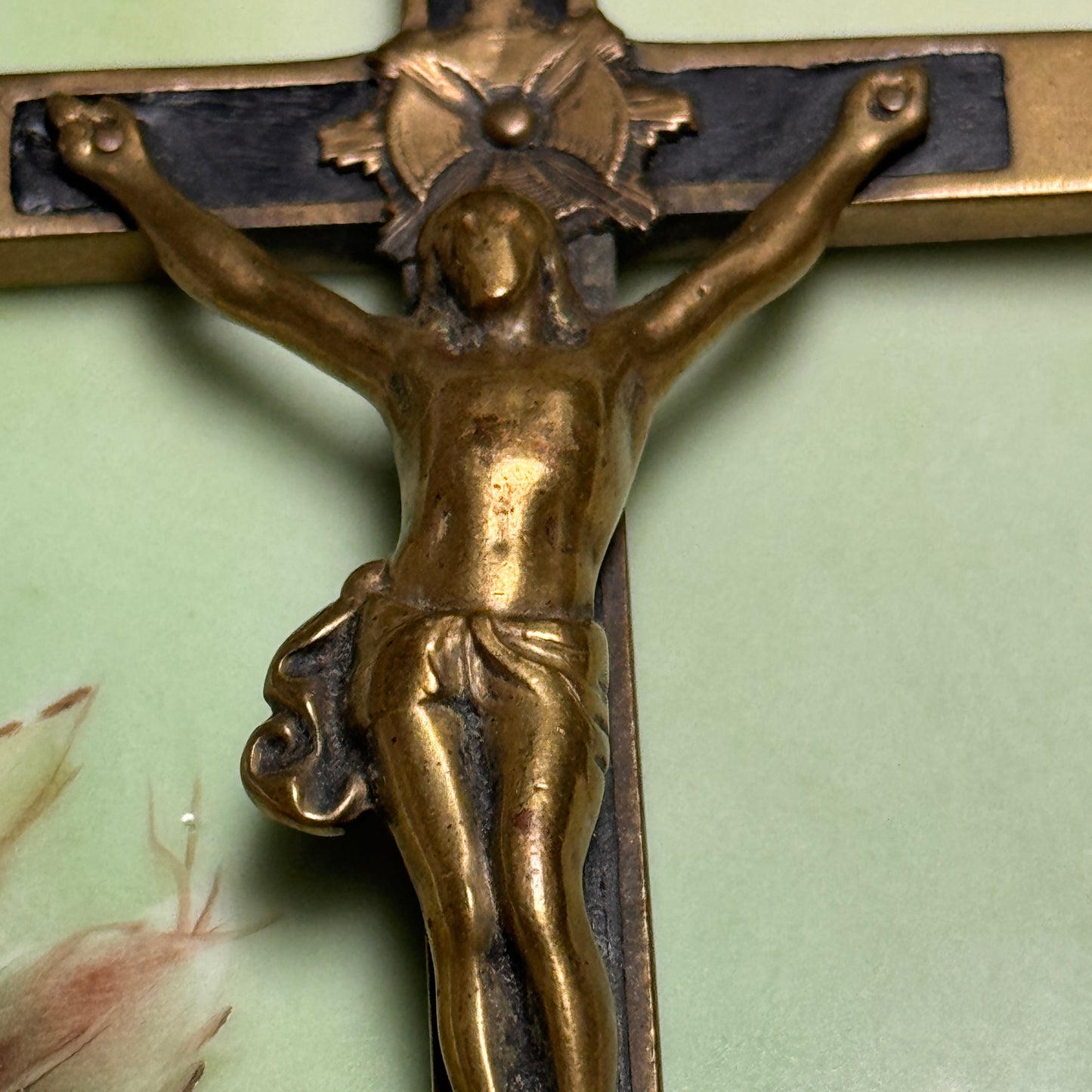 Antique Ebony Wood Brass Nun's Personal Habit Crucifix