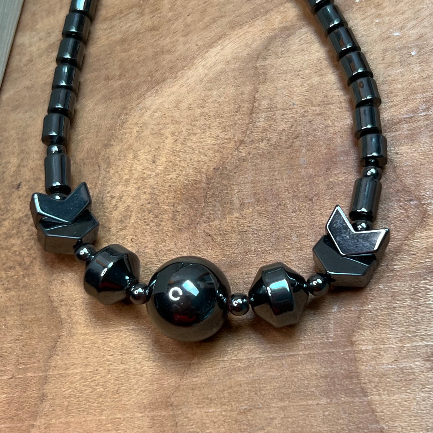 Vintage Hematite Semi Precious Gemstone Necklace