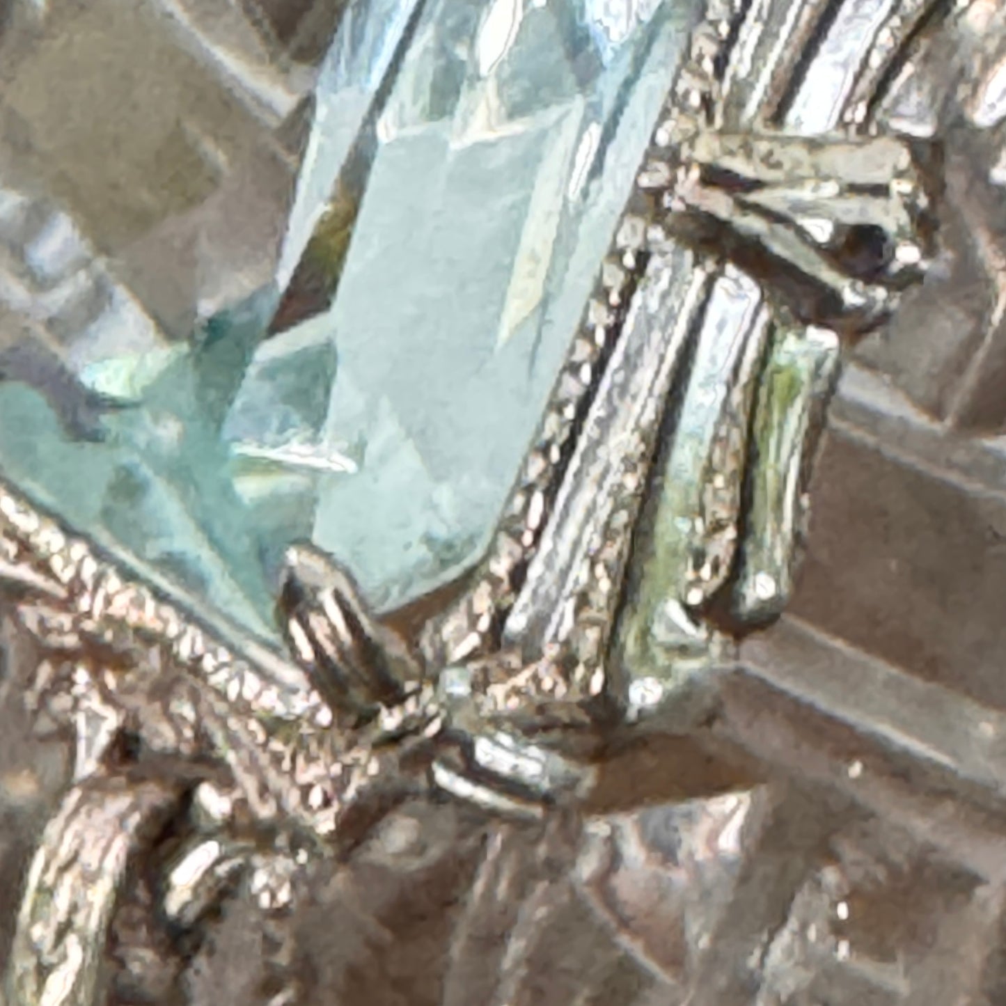 Art Deco Blue Topaz Glass Sterling Silver Bracelet