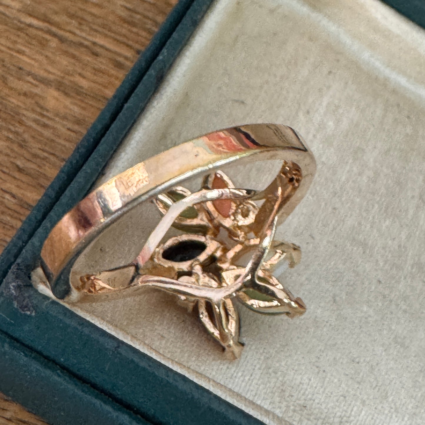 Vintage 14K Gold Semi Precious Gemstone Cluster Ring Size 7-1/2