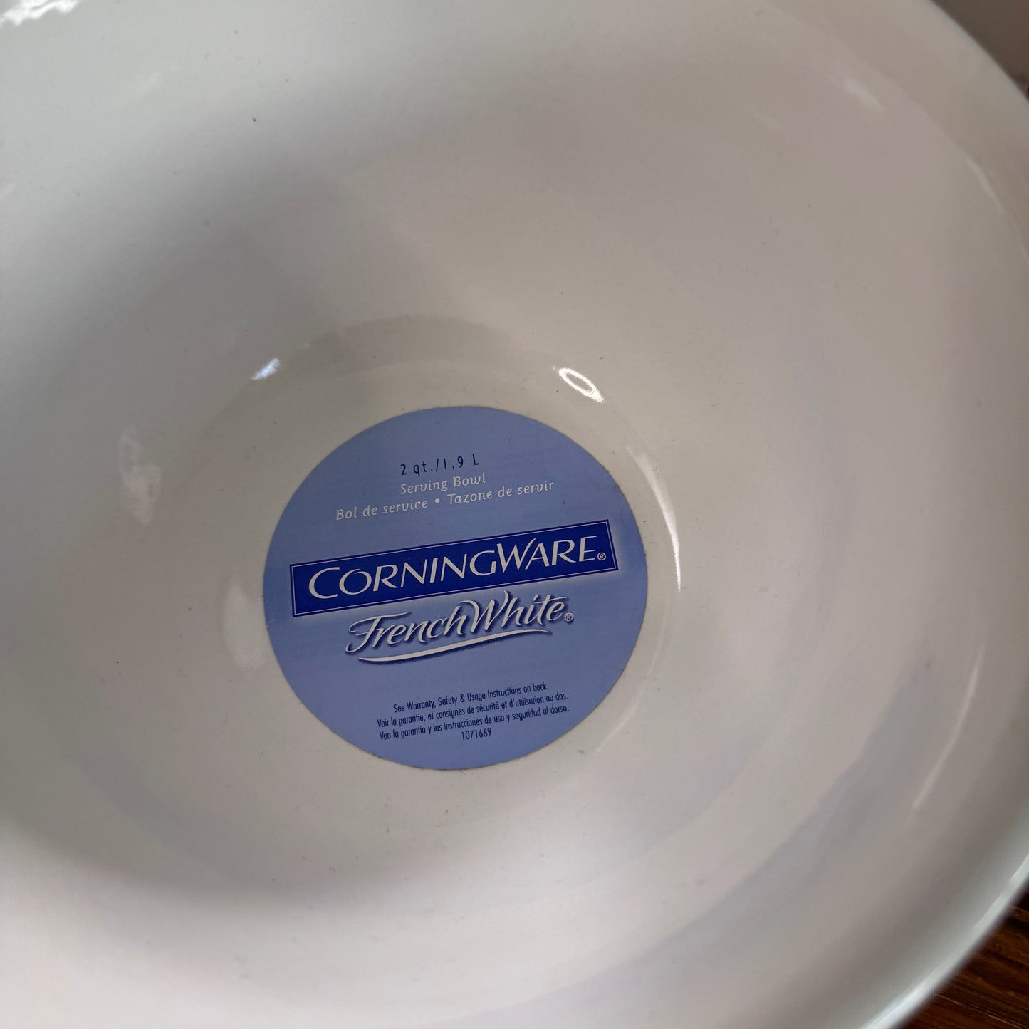 Two Corning French White 8" Mixing Bowls