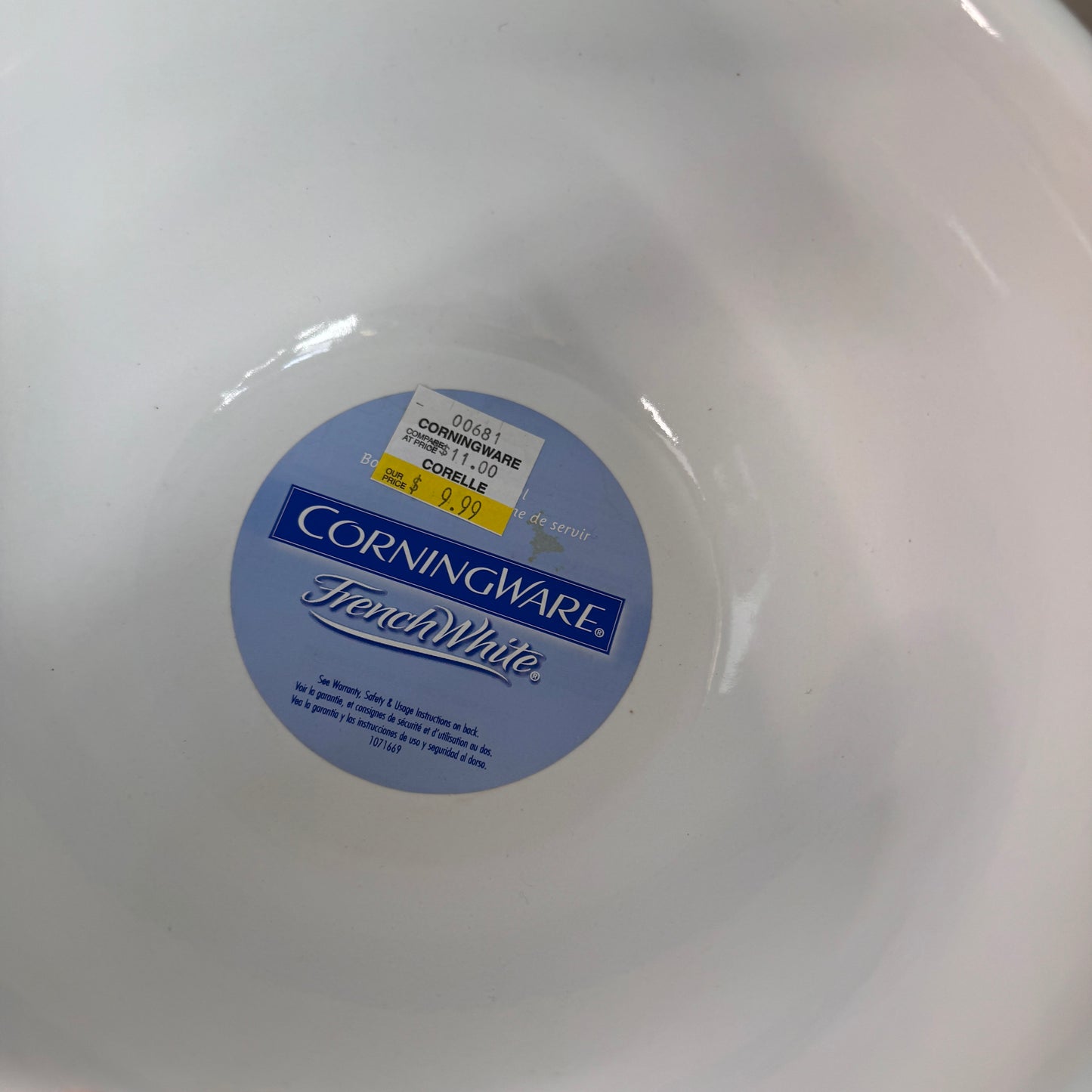 Two Corning French White 8" Mixing Bowls