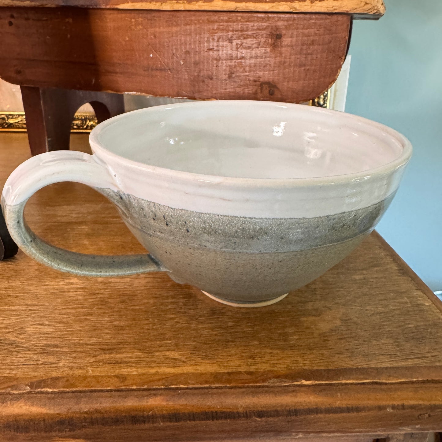 Two Large Drip Glaze Stoneware Mugs