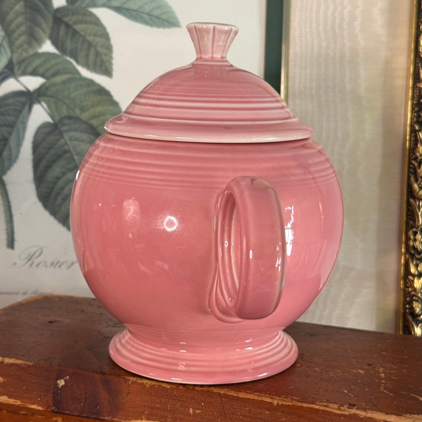 Vintage Fiesta Rose Pink Teapot Homer Laughlin Large Ring Handle