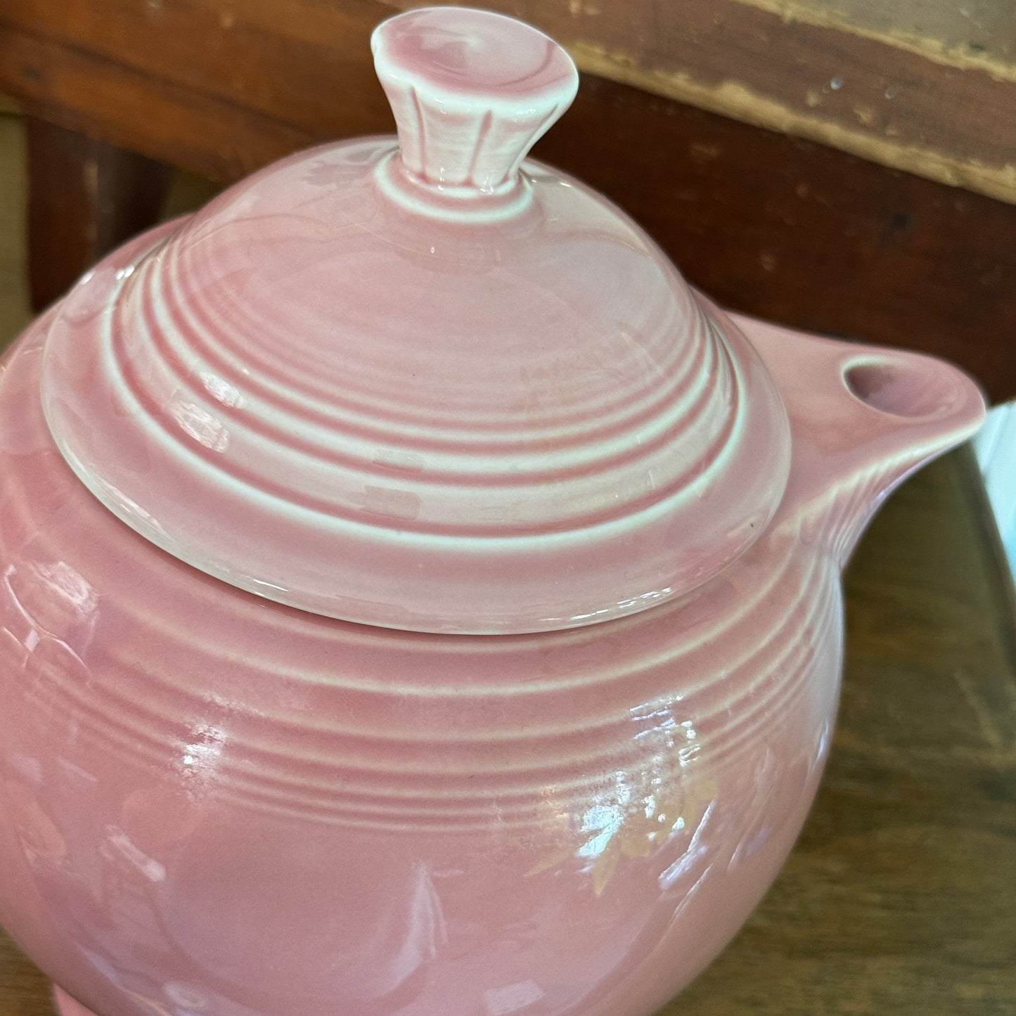 Vintage Fiesta Rose Pink Teapot Homer Laughlin Large Ring Handle