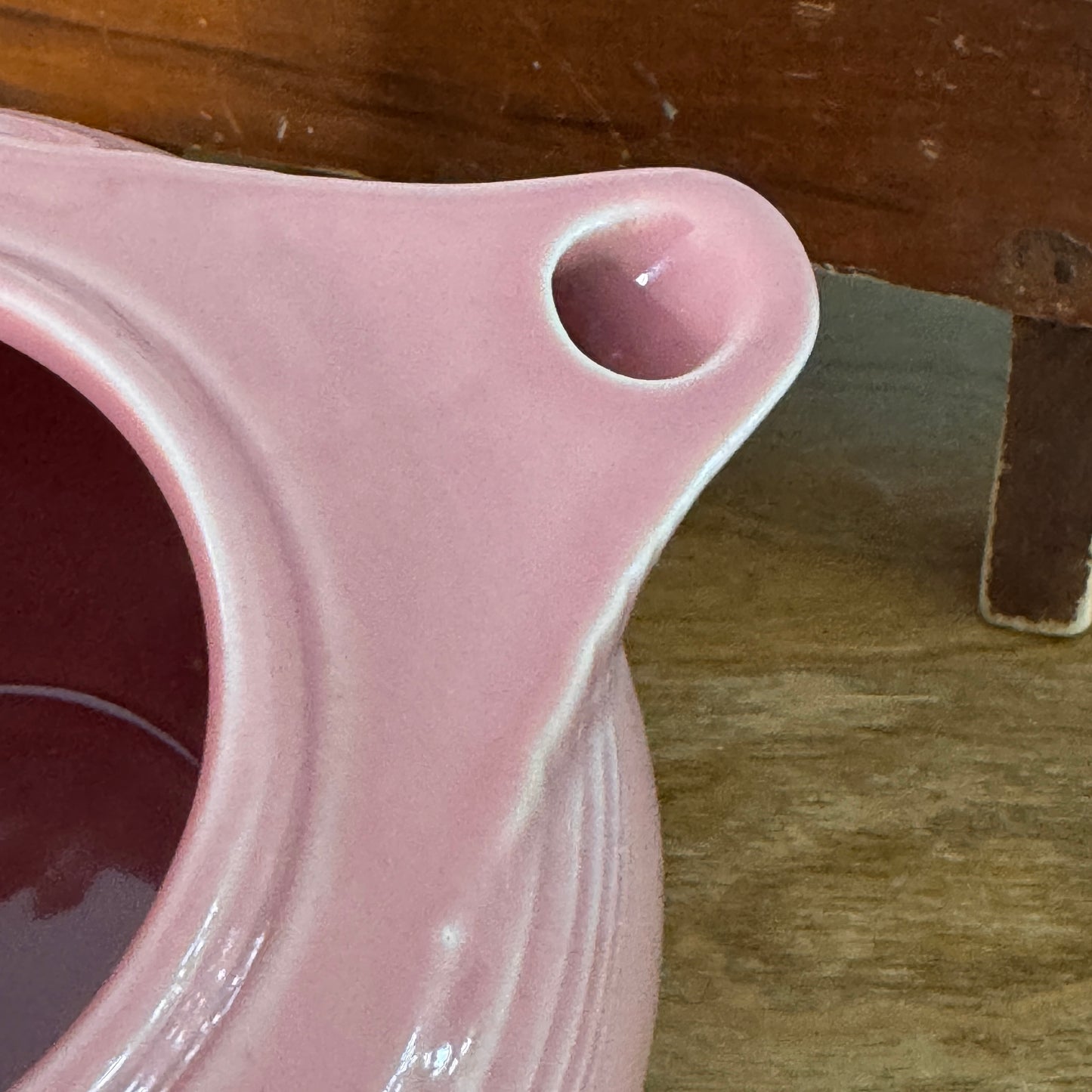 Vintage Fiesta Rose Pink Teapot Homer Laughlin Large Ring Handle