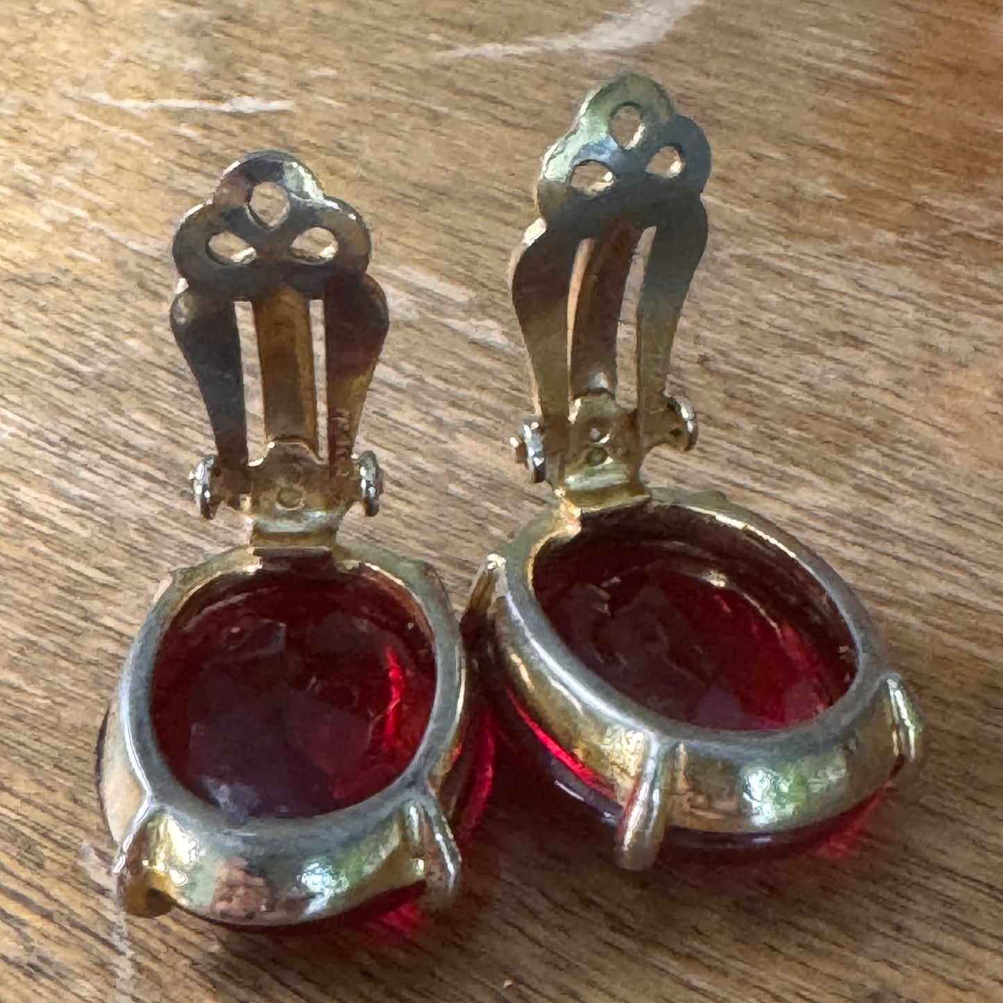 Vintage Elsa Schiaparelli Ruby Red Glass Earrings