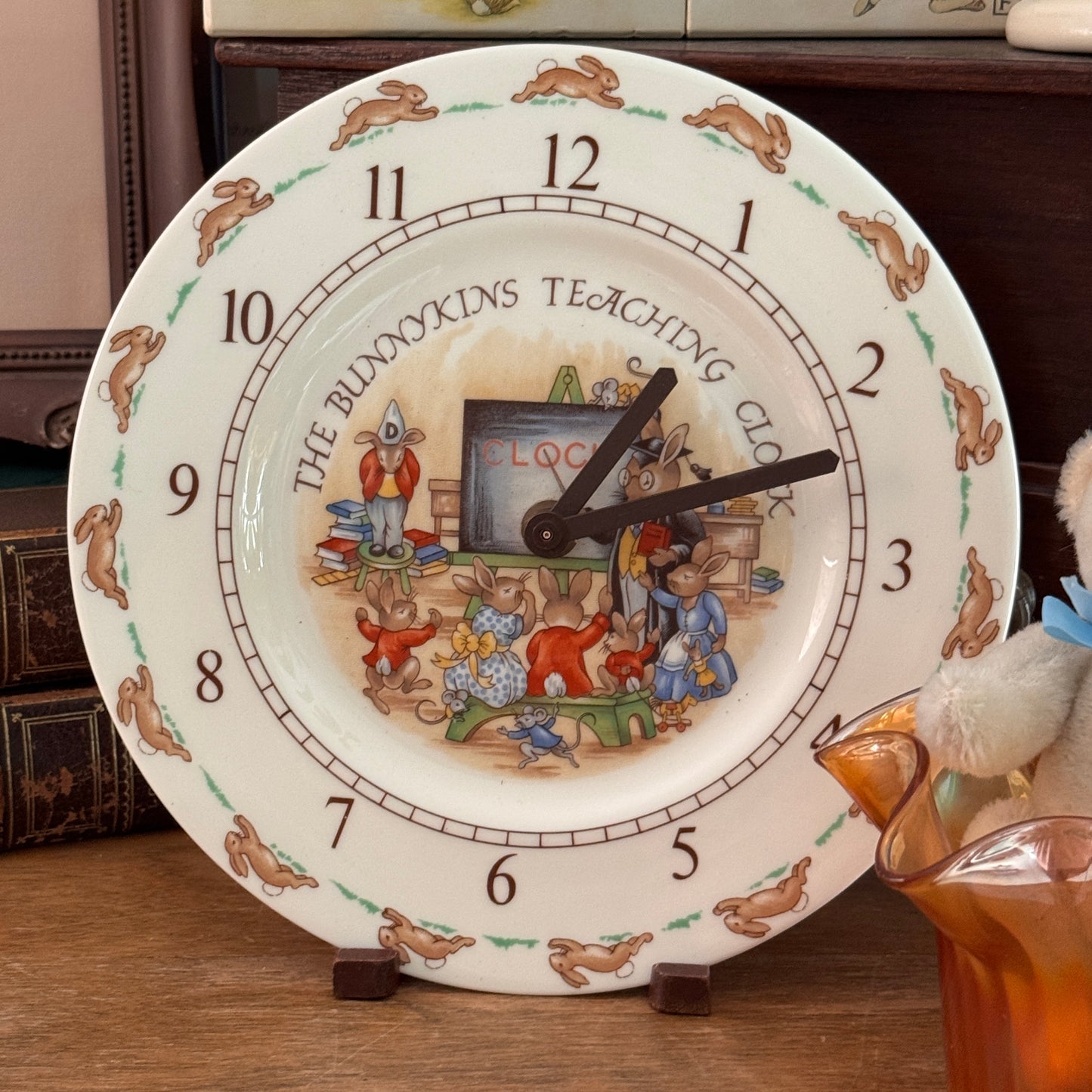 Royal Doulton English Bone China The Bunnykins Teaching Clock