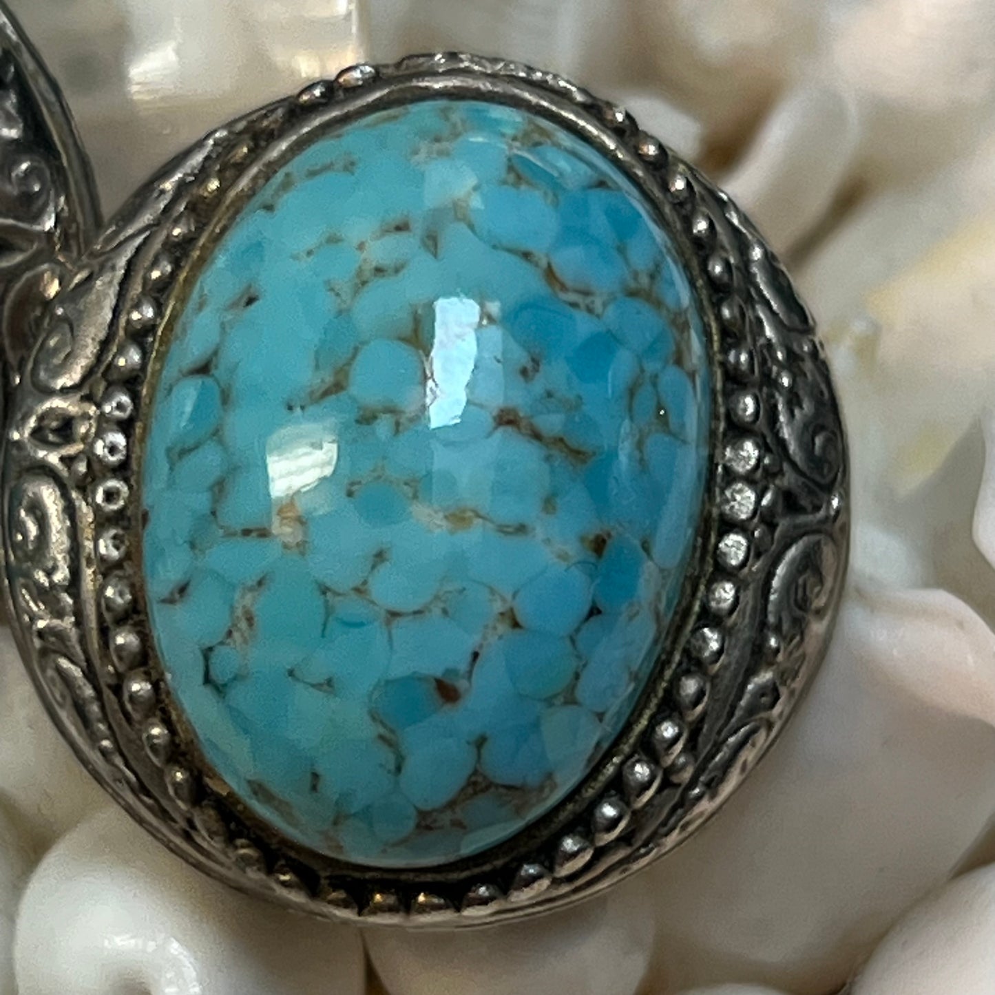 Vintage Ellen Designs Southwestern Faux Turquoise Clip Earrings