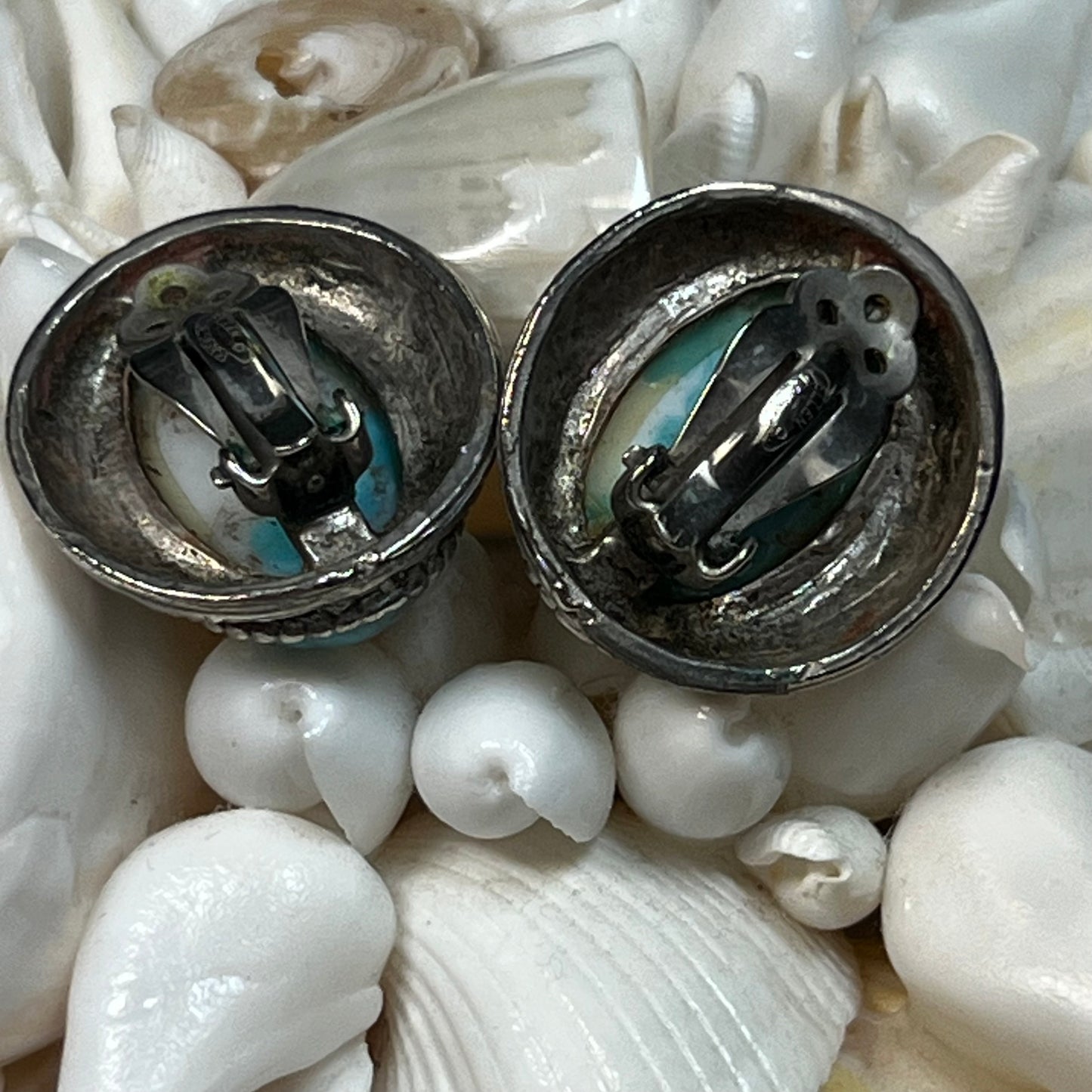 Vintage Ellen Designs Southwestern Faux Turquoise Clip Earrings