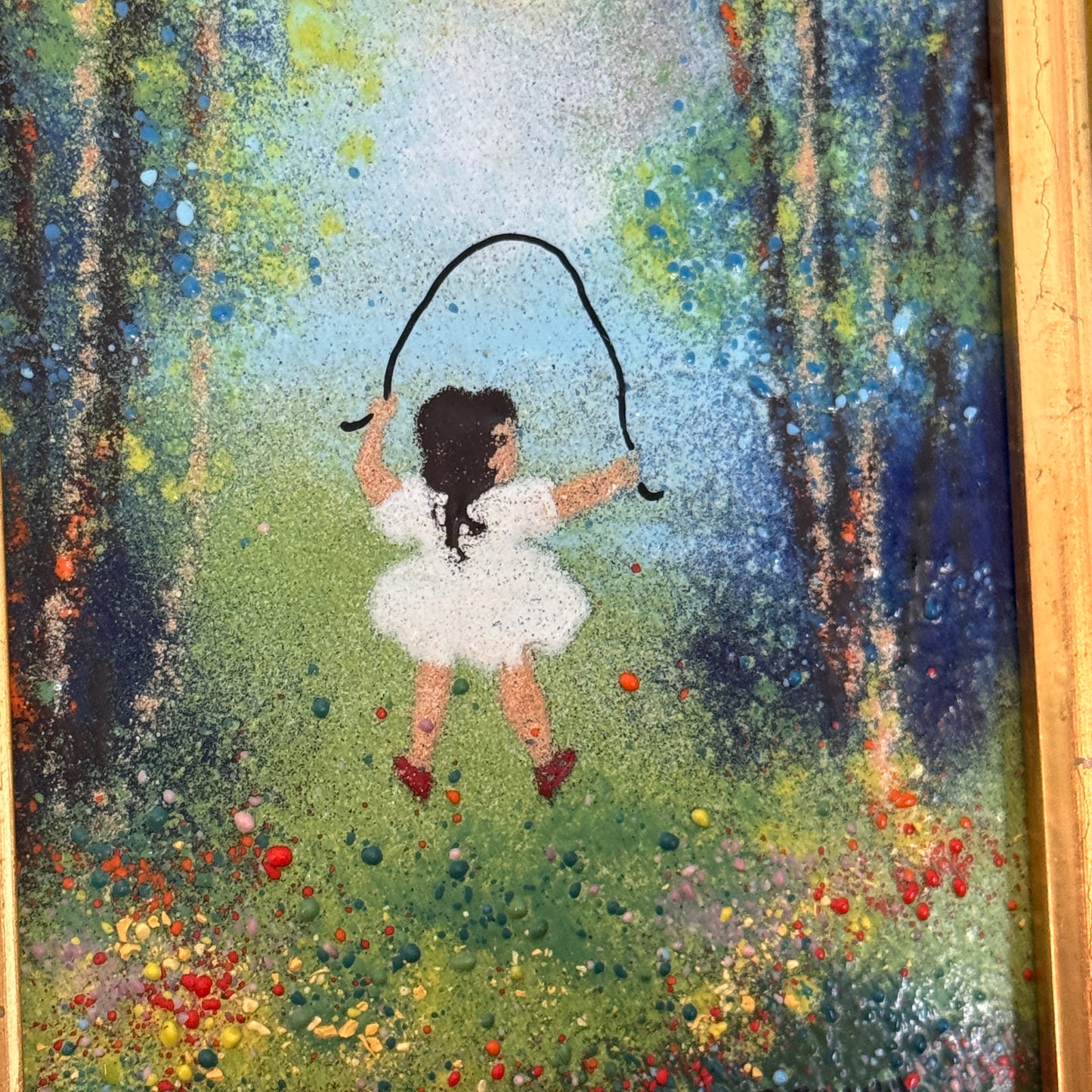 MCM Signed Fleming Enamel on Copper Art Plate Framed