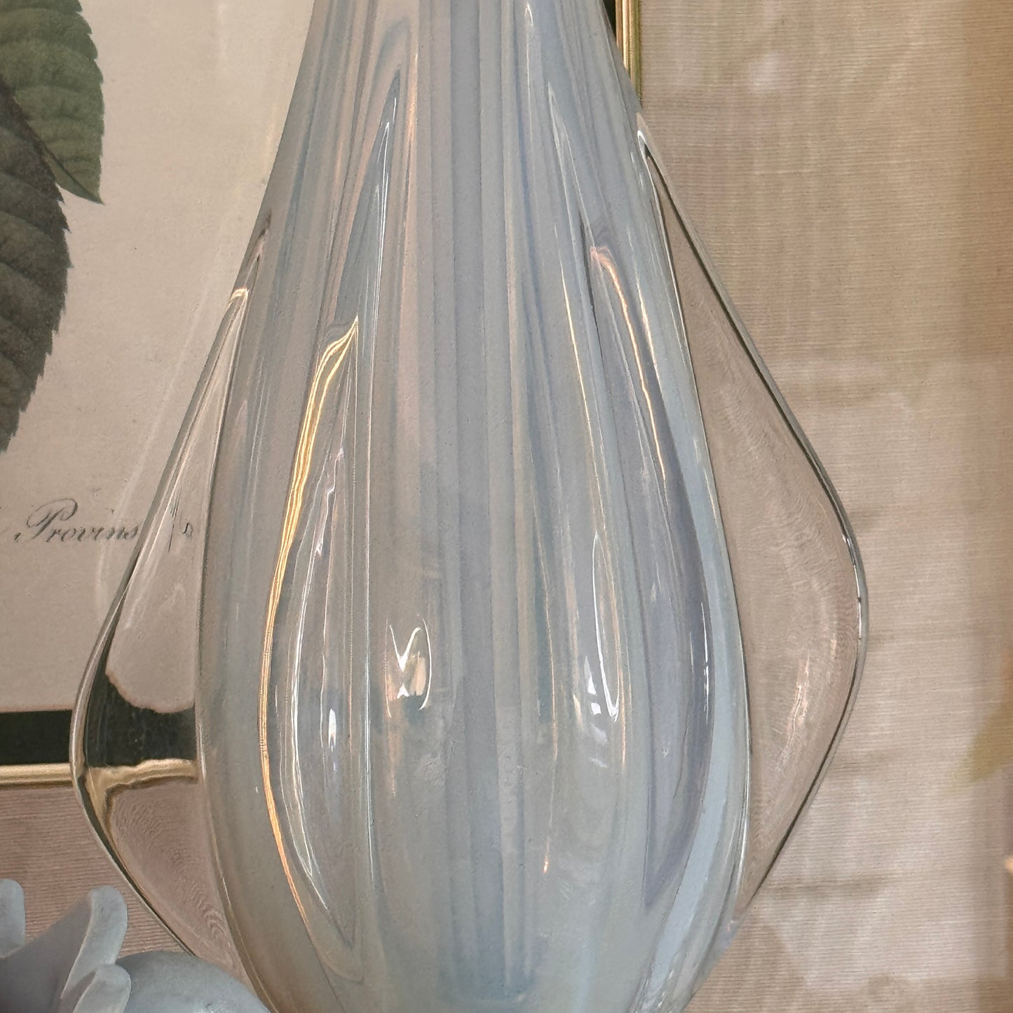 MCM Italian Murano Glass Soft Blue and Clear Lamp