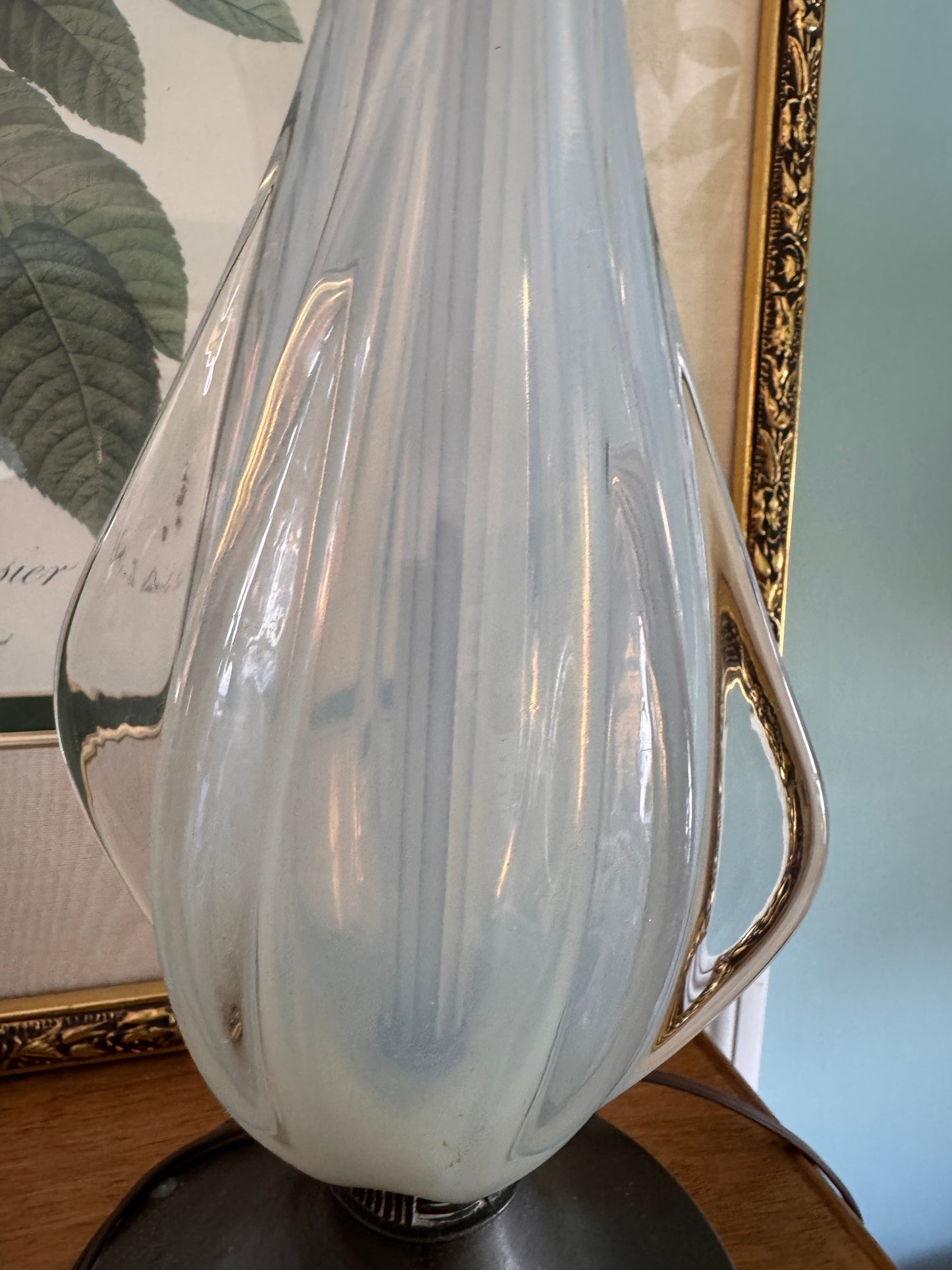 MCM Italian Murano Glass Soft Blue and Clear Lamp