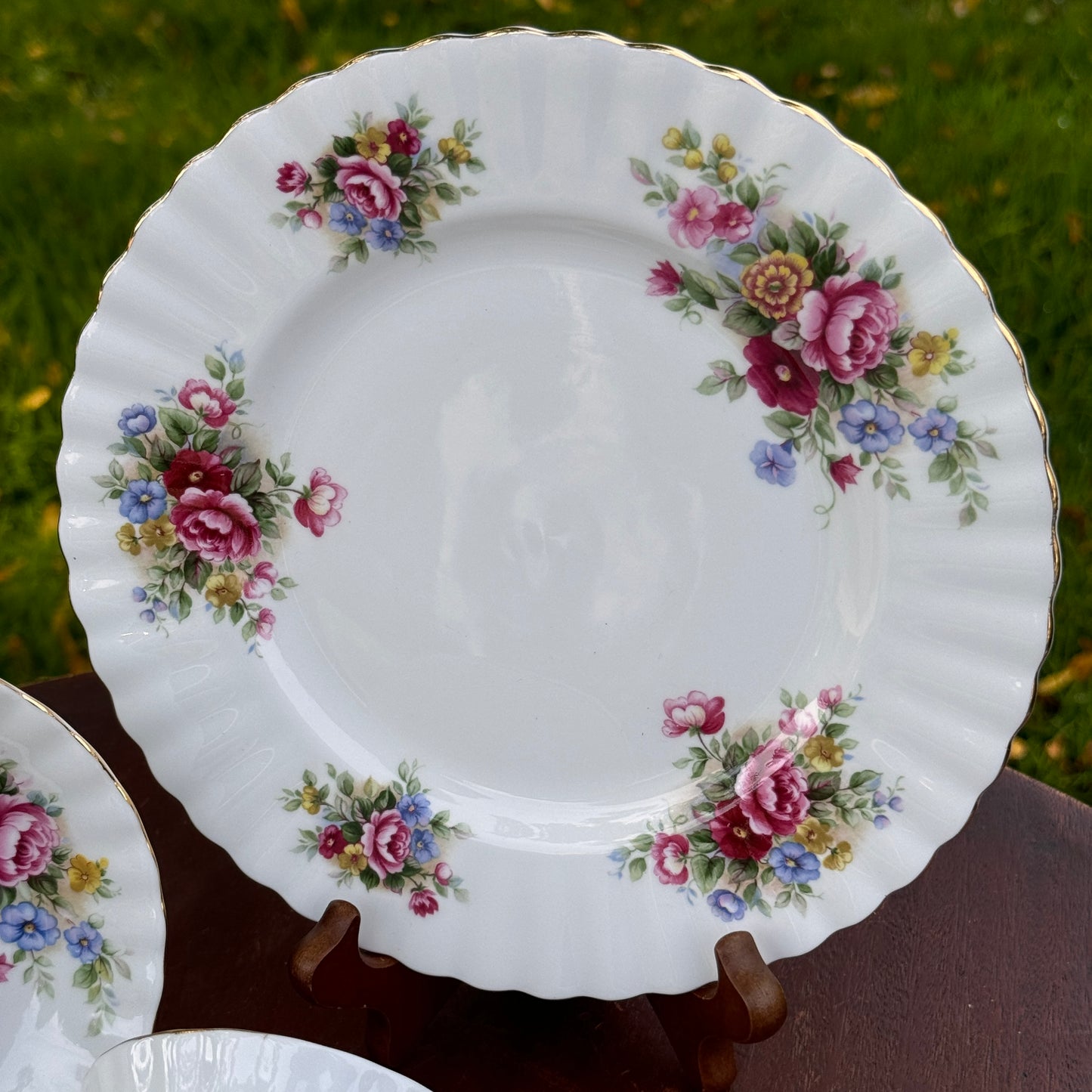 Vintage Royal Albert Chelsea Garden Bone China Tea Cup, Saucer and Dessert Plate