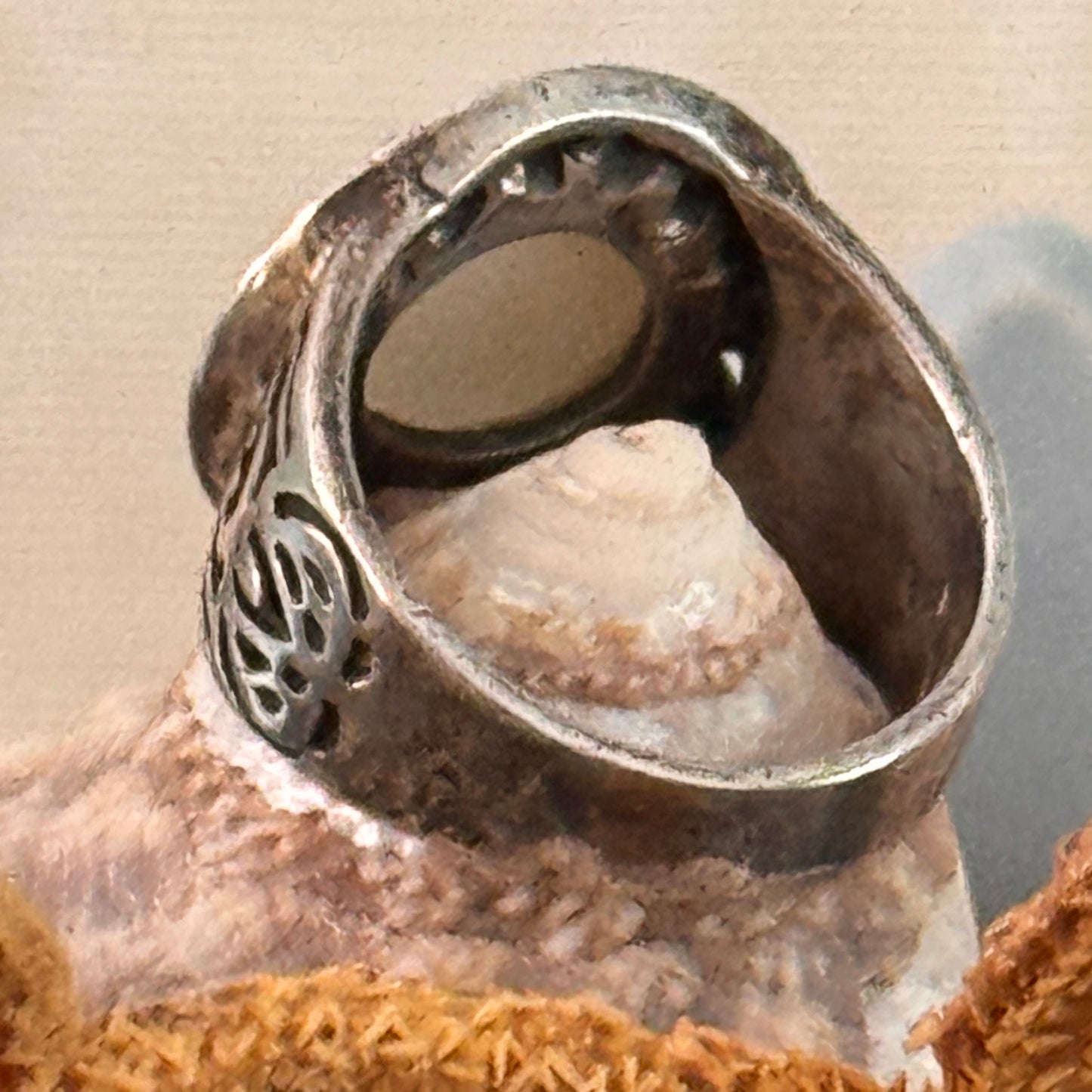 Vintage Sterling Silver Marcasite Faux Pearl RIng Size 7