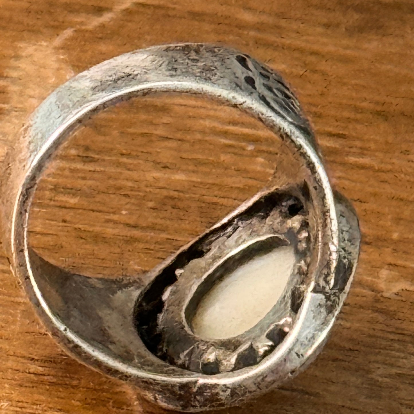Vintage Sterling Silver Marcasite Faux Pearl RIng Size 7