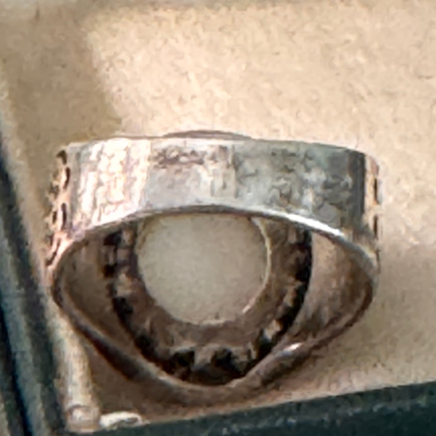 Vintage Sterling Silver Marcasite Faux Pearl RIng Size 7