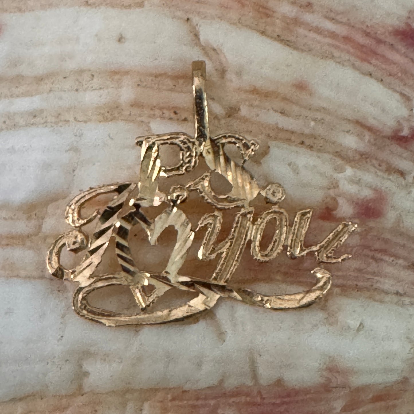 Vintage 14K Yellow Gold P S I Love You Charm