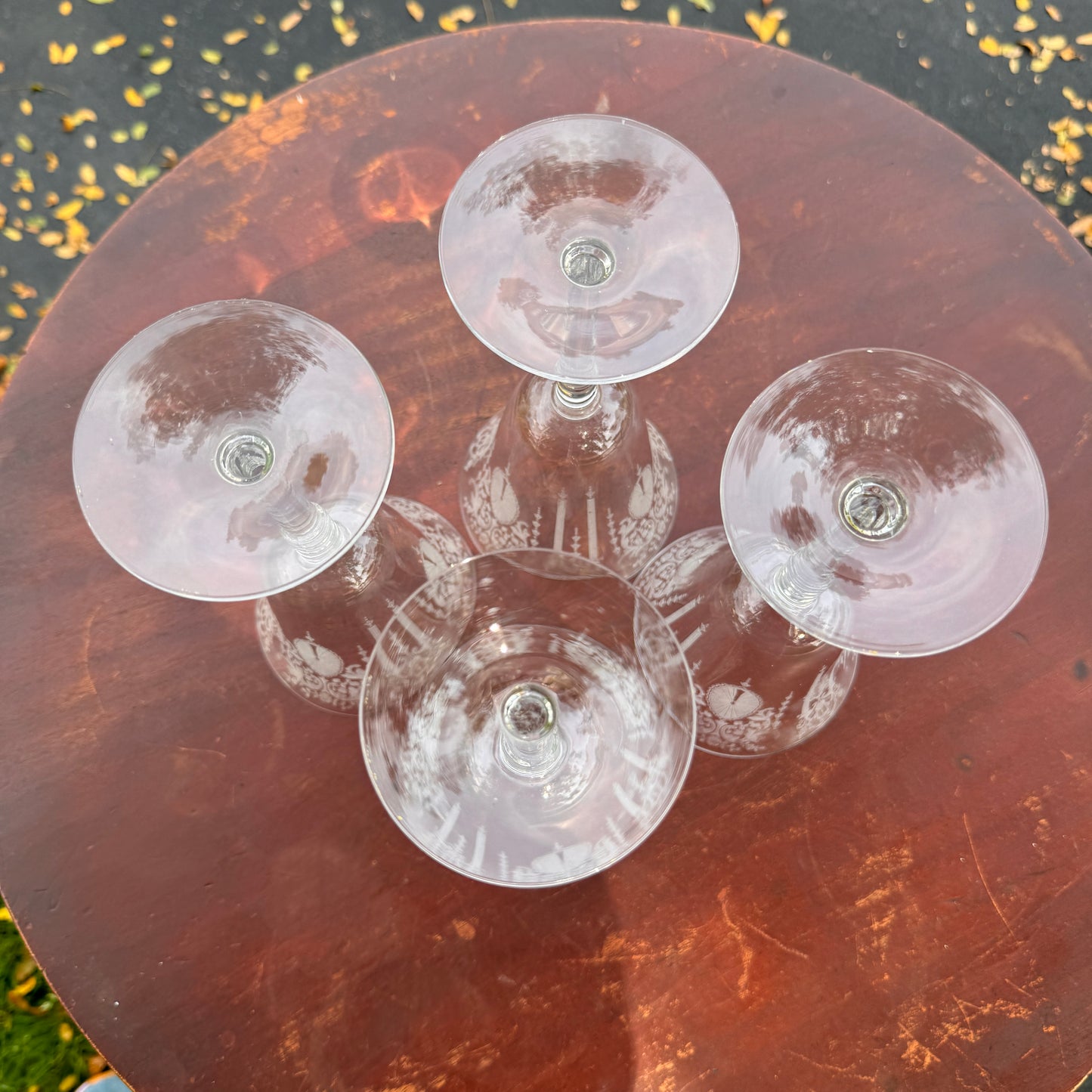 Four Cambridge Glass Candlelight Crystal Water Goblets