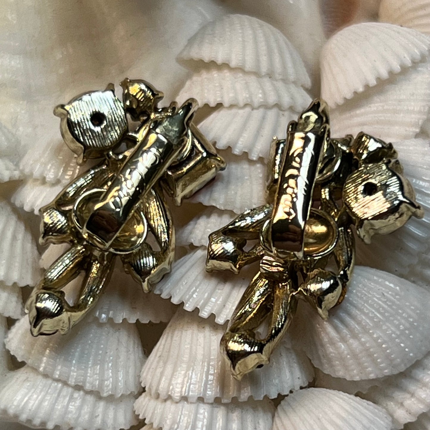 Vintage Coro Pink & Blue Multi Faceted Rhinestone Earrings