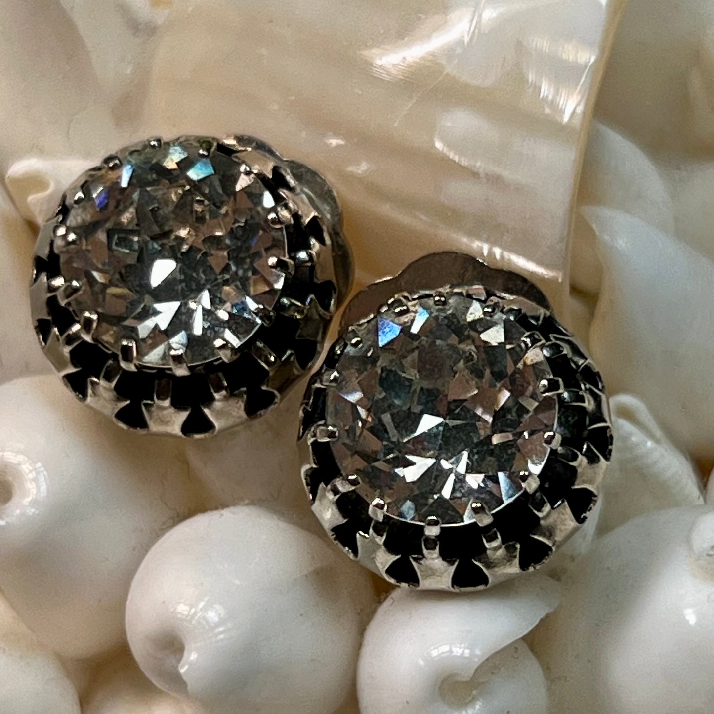 Vintage Austrian Crystal Multi Faceted Rhinestone Earrings