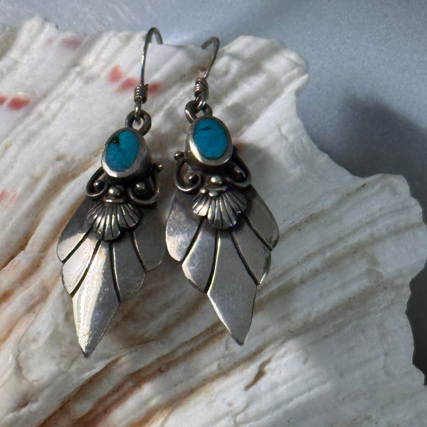 Vintage Native American Turquoise and Sterling Silver Earrings