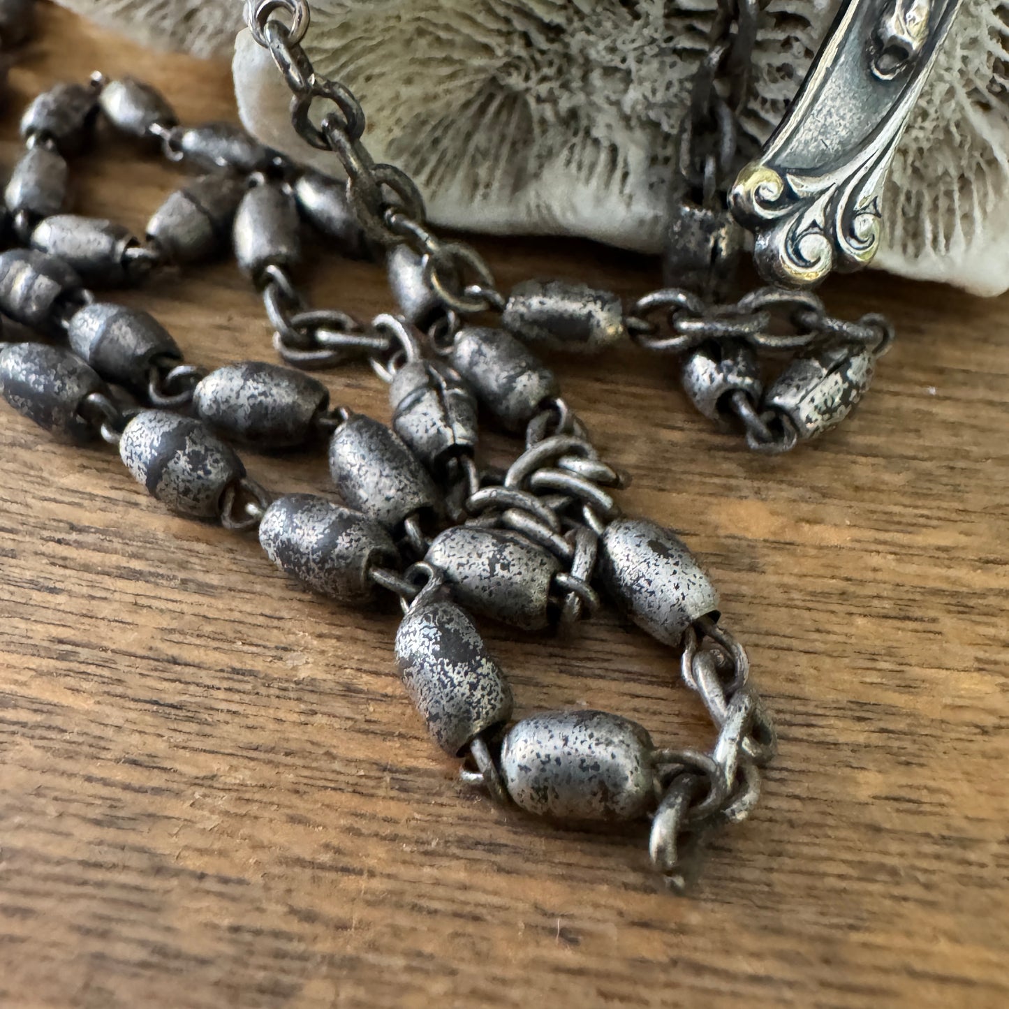 Antique Much Loved Silver Bead Rosary